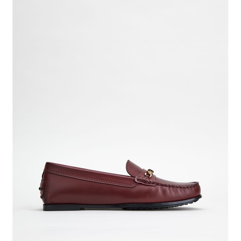 Tod's Tods City Gommino Driving Shoes In Leather Burgundy Womens