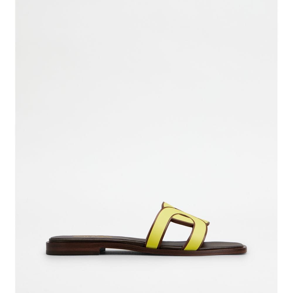 Tod's Tods Sandals In Leather Yellow Womens