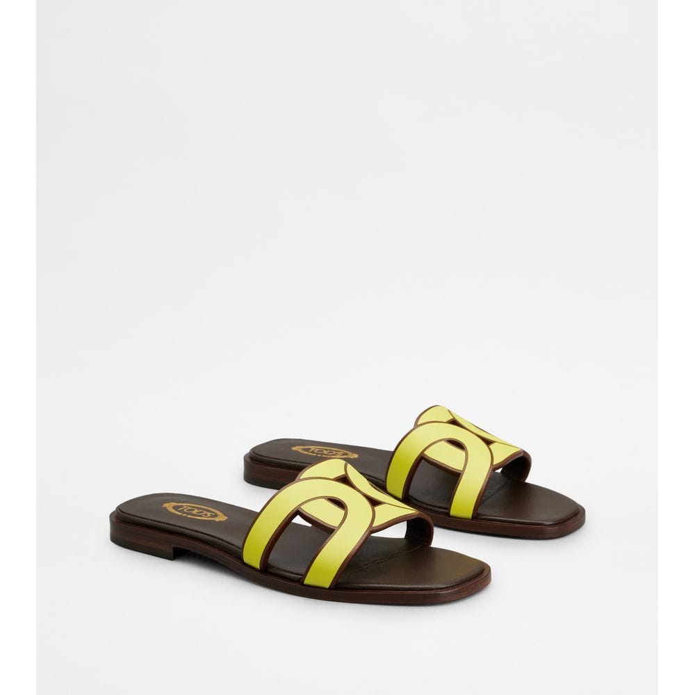 Tod's Tods Sandals In Leather Yellow Womens