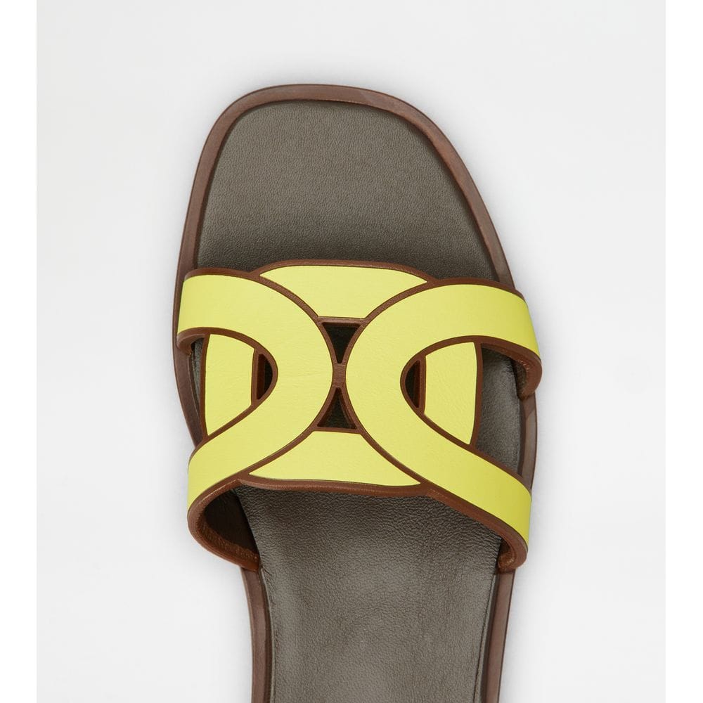 Tod's Tods Sandals In Leather Yellow Womens