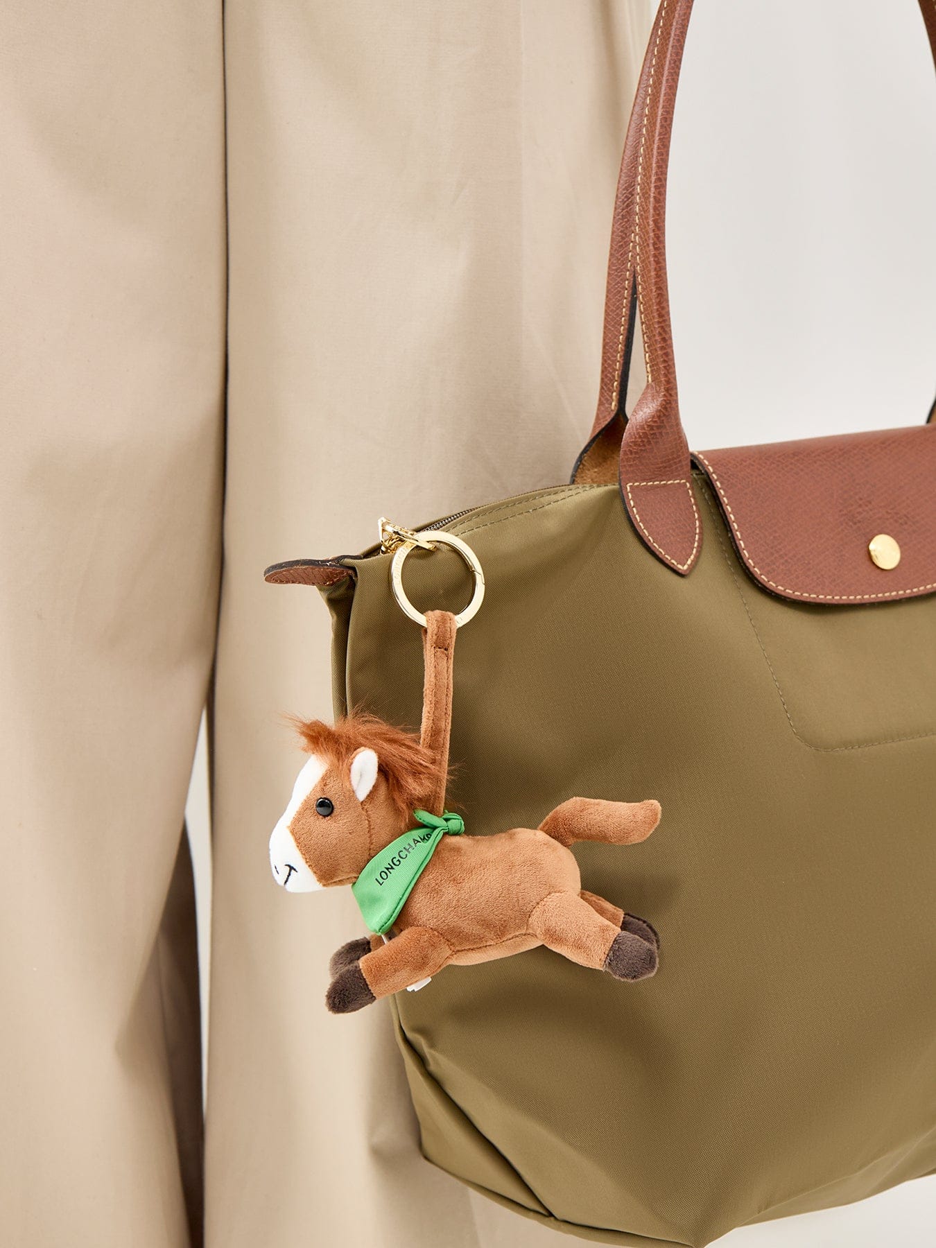 Longchamp Freehorse Keyring Brown