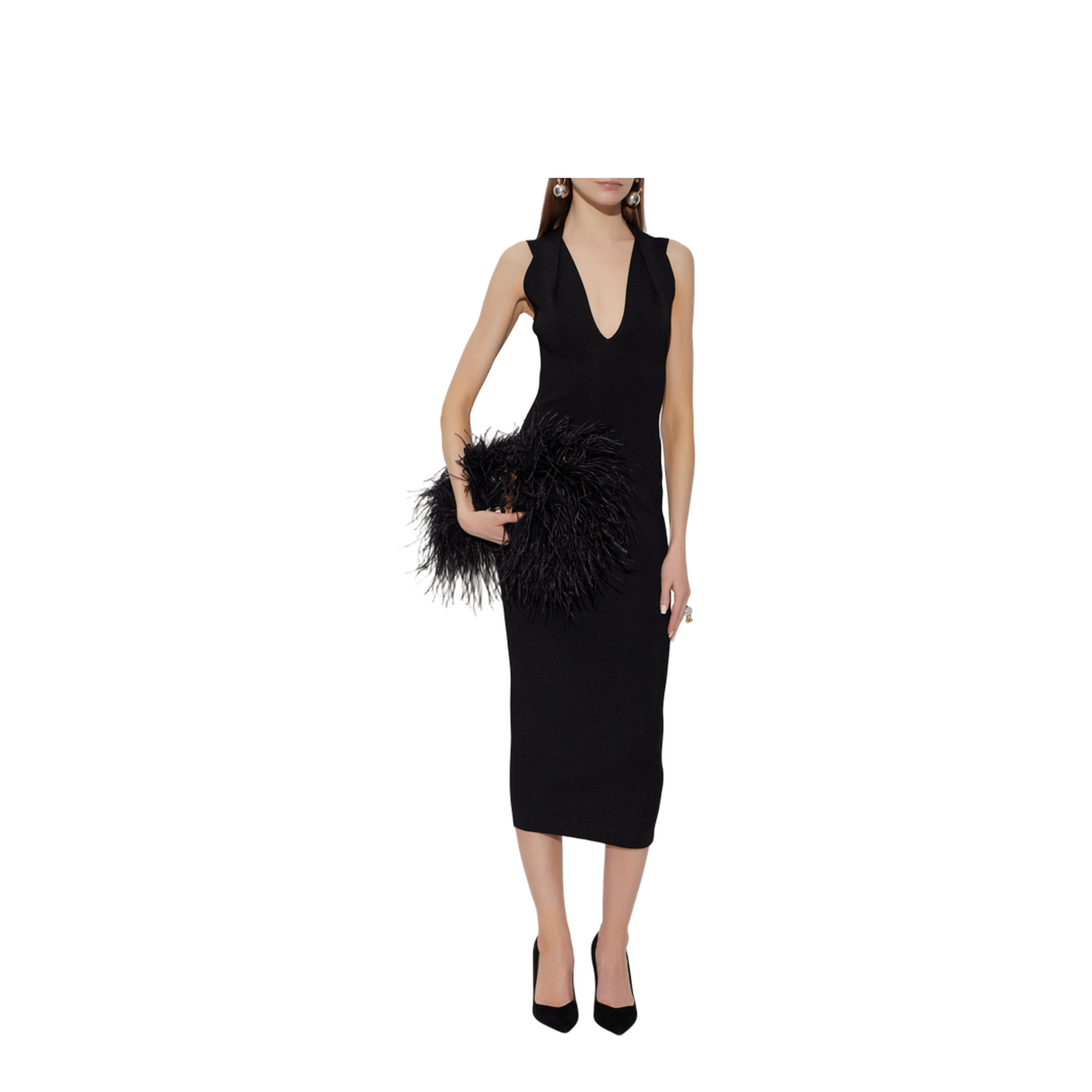 Balmain Deep V - Neckline Dress Black