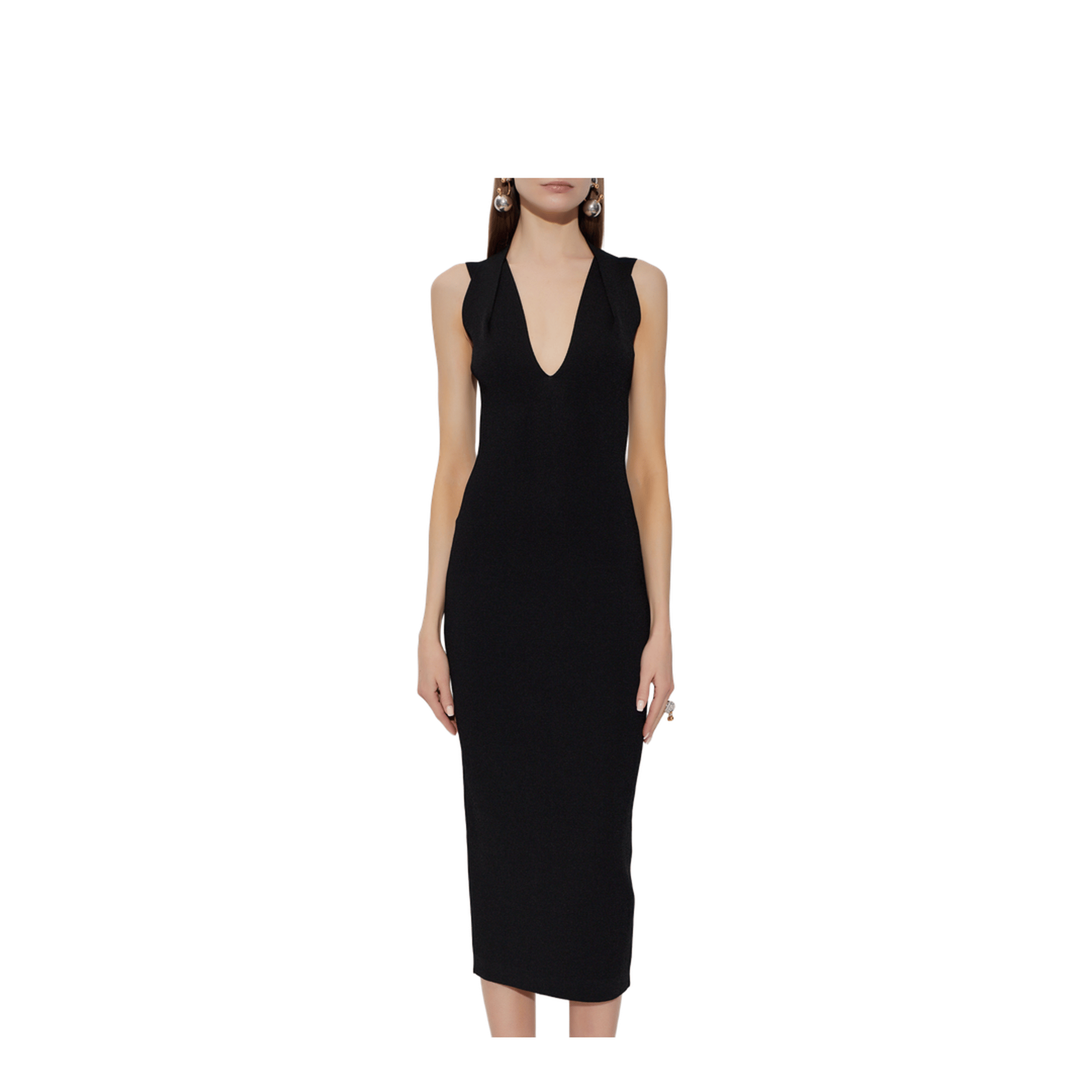 Balmain Deep V - Neckline Dress Black