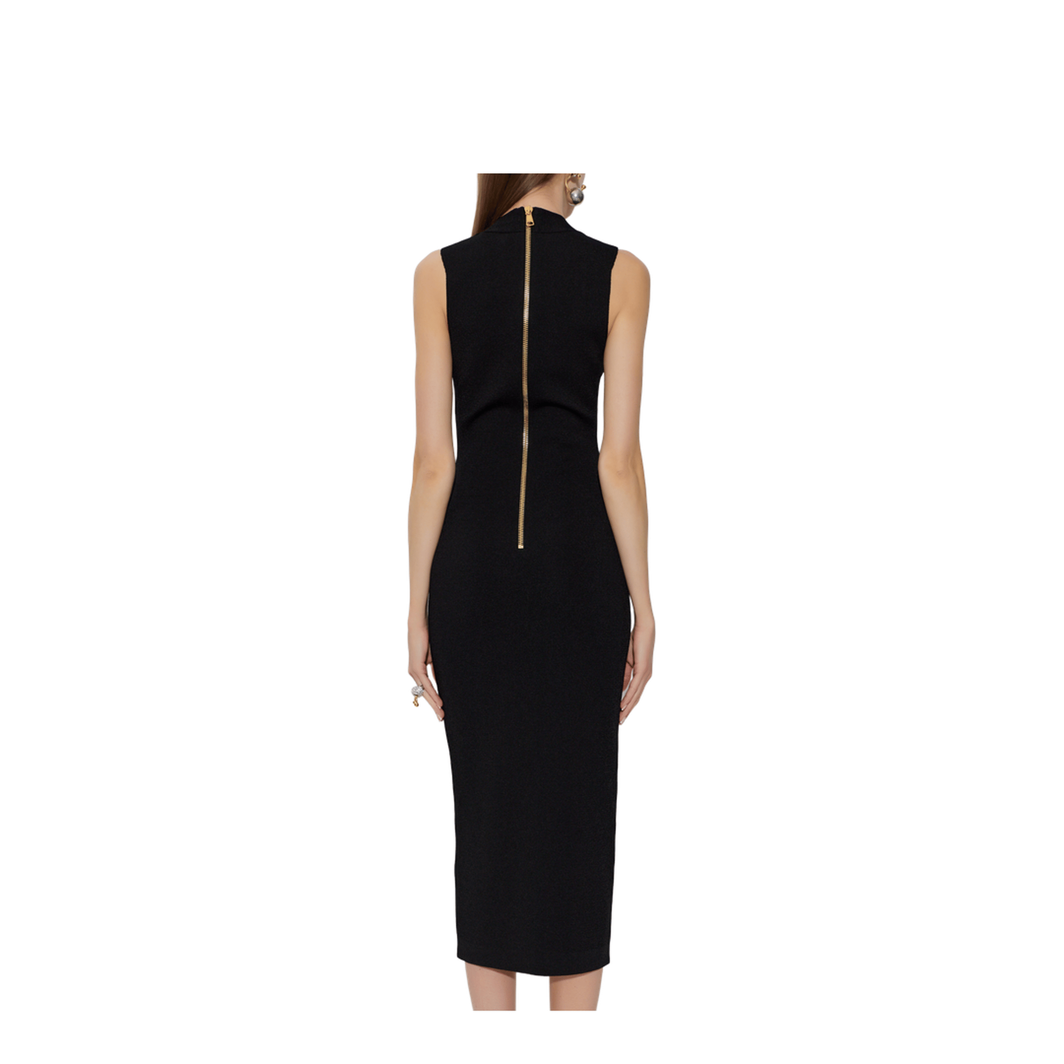 Balmain Deep V - Neckline Dress Black