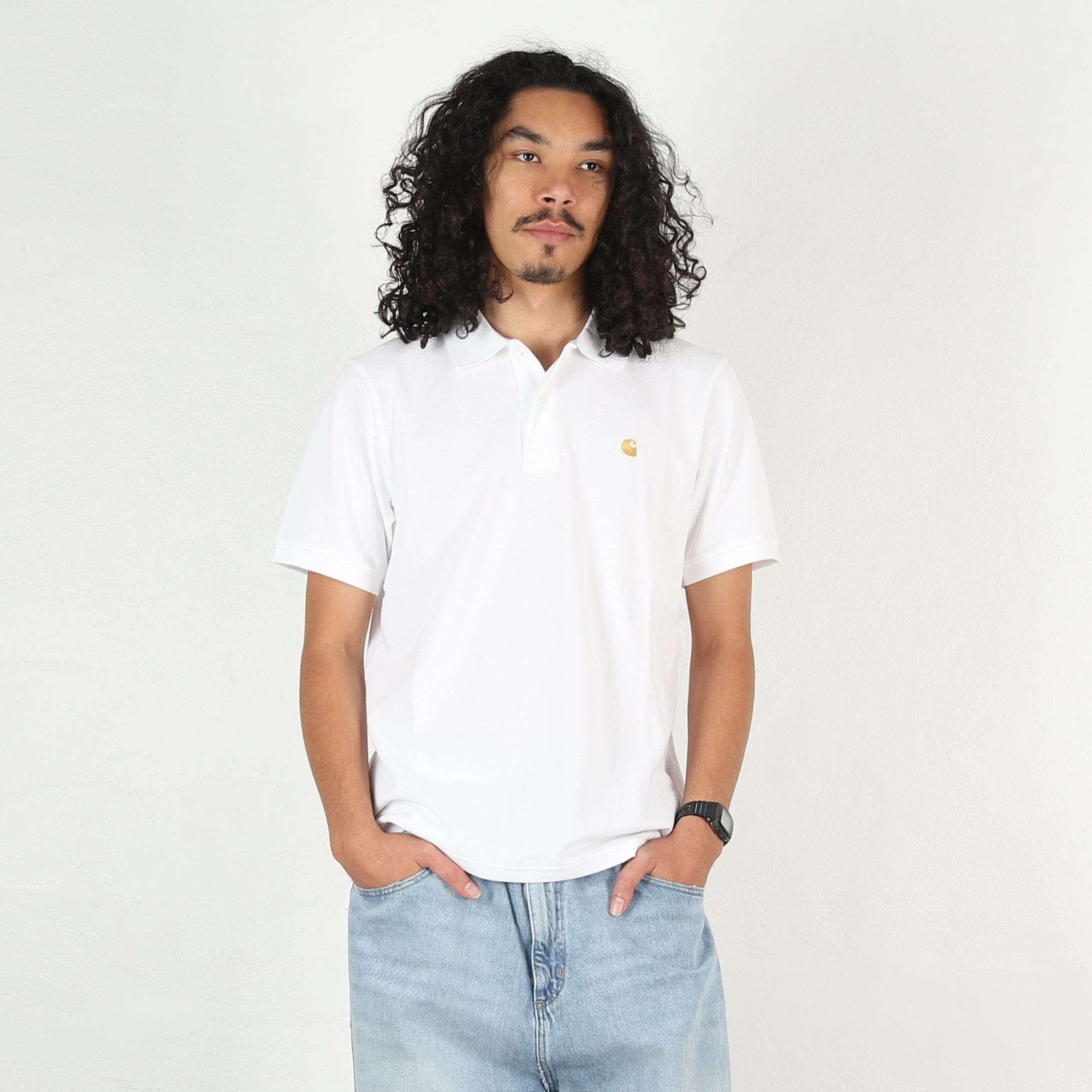 Carhartt Wip S/S Chase Pique Polo - White / Gold