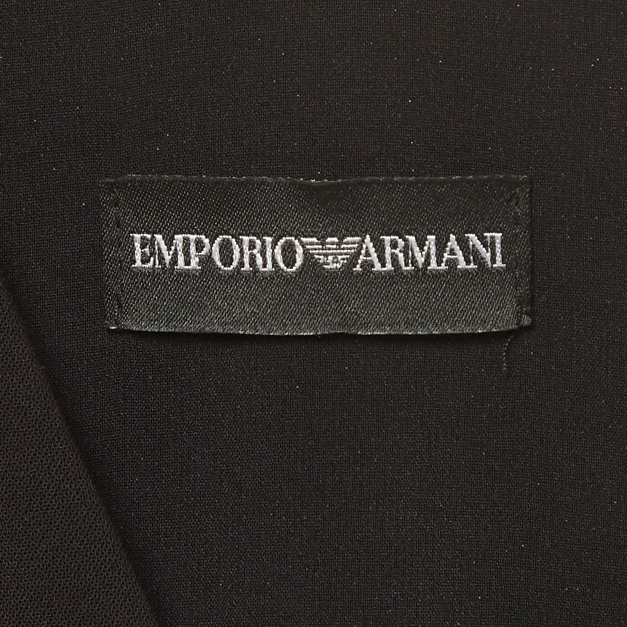 Emporio Armani Black Stretch Crepe V Neck Sheath Midi Dress