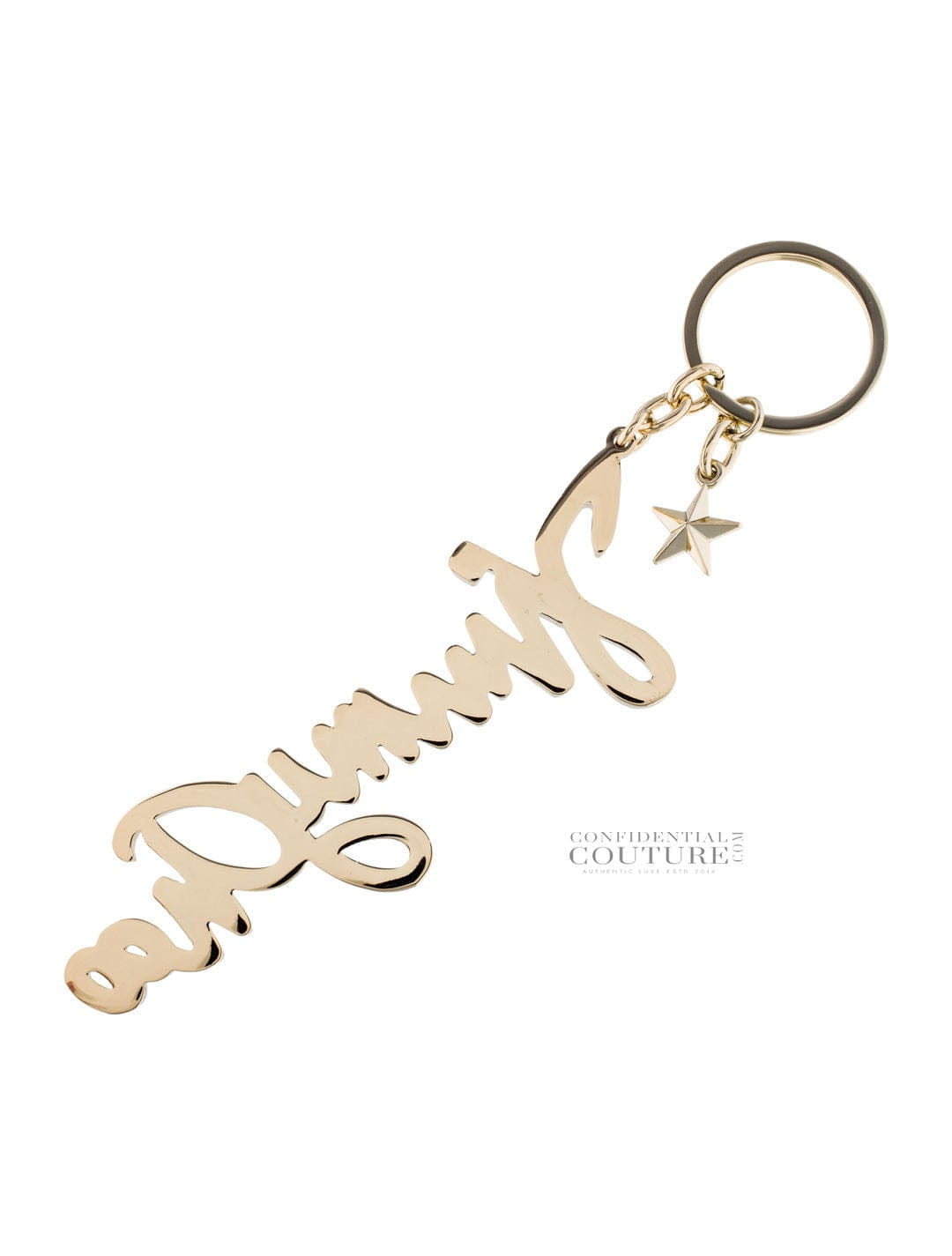 Jimmy Choo Gold Crystal Embellished Signature Keychain