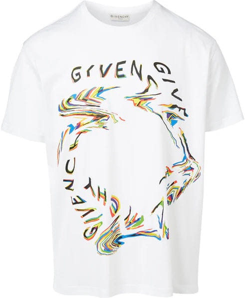 Givenchy Glitch Printed T - Shirt White Regular Fit