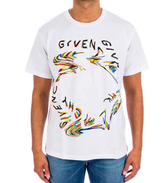 Givenchy Glitch Printed T - Shirt White Regular Fit