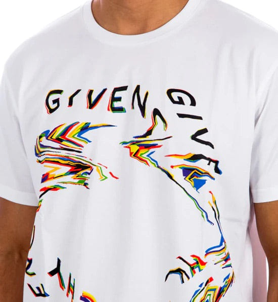 Givenchy Glitch Printed T - Shirt White Regular Fit
