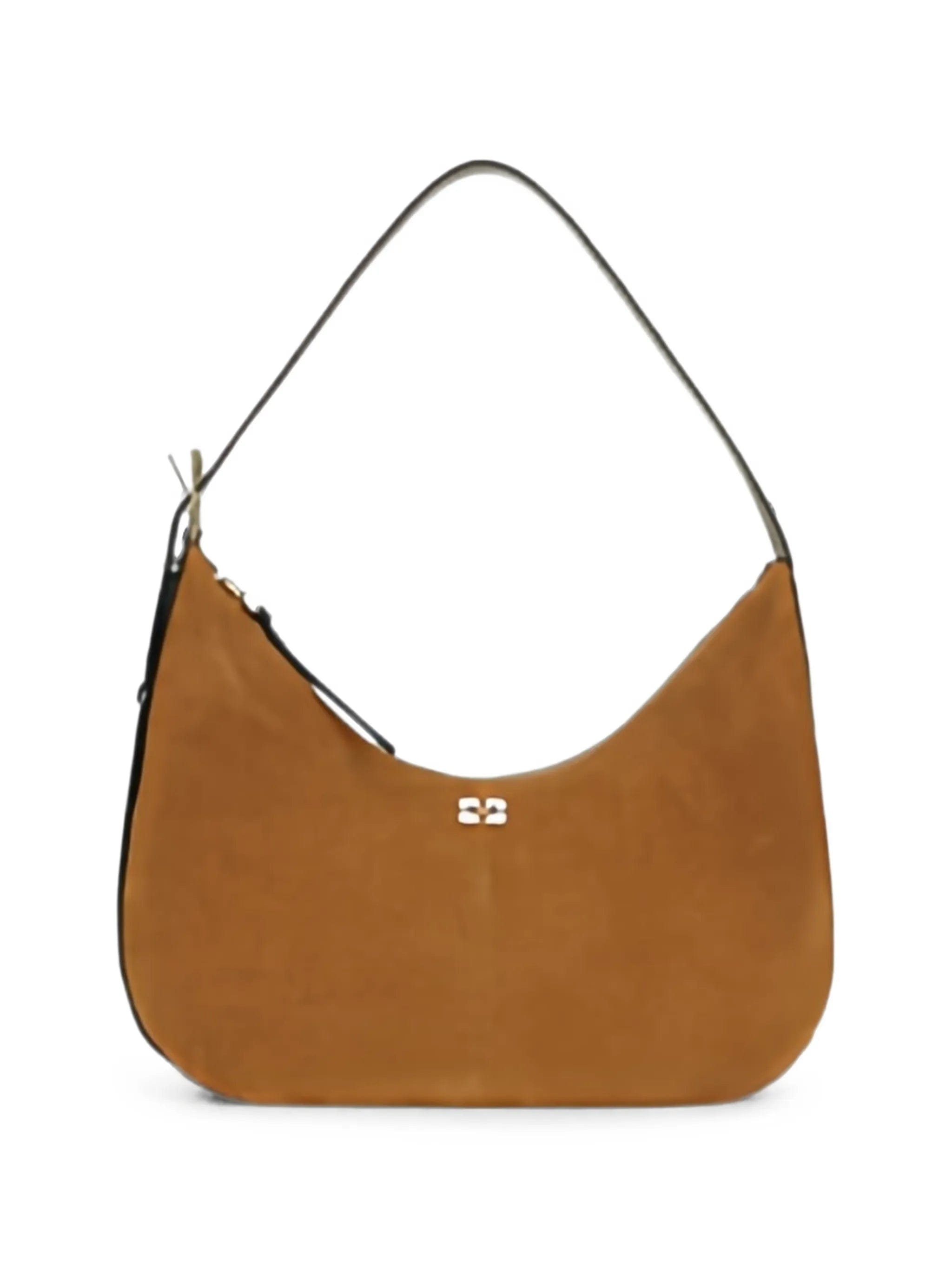 GANNI logo - plaque suede shoulder bag