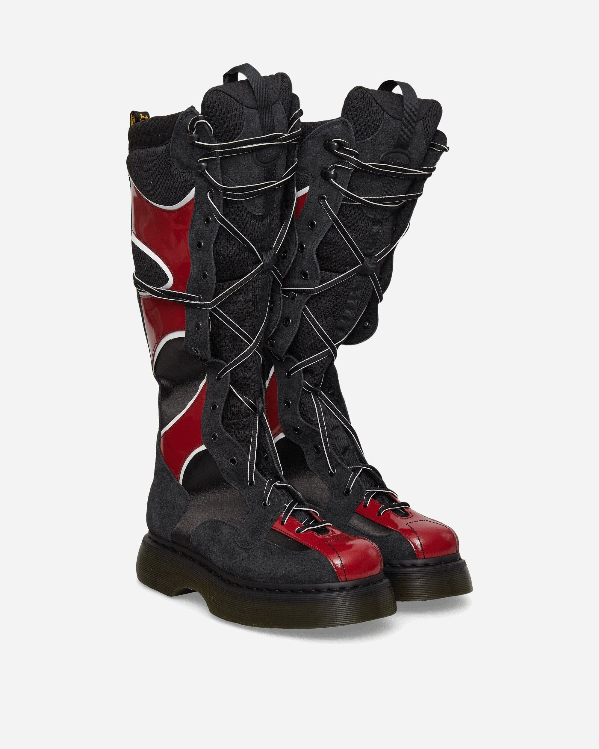 Dr. Martens Women's Buzz Boxer 18 Eye Boots Black / Scarlet Red