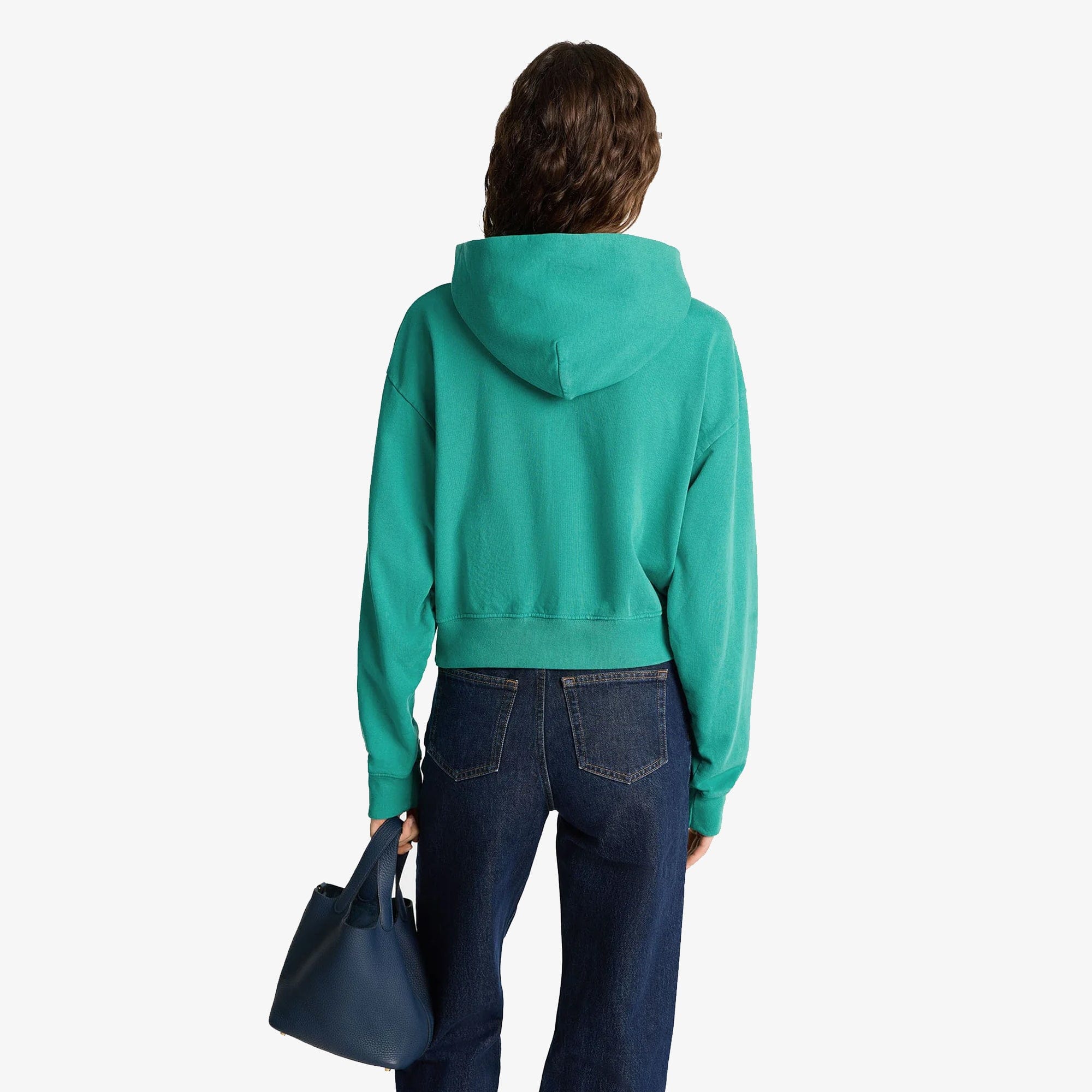SPORTY & RICH | WELLNESS STUDIO CROPPED HOODIE { SPRING GREEN/WHITE