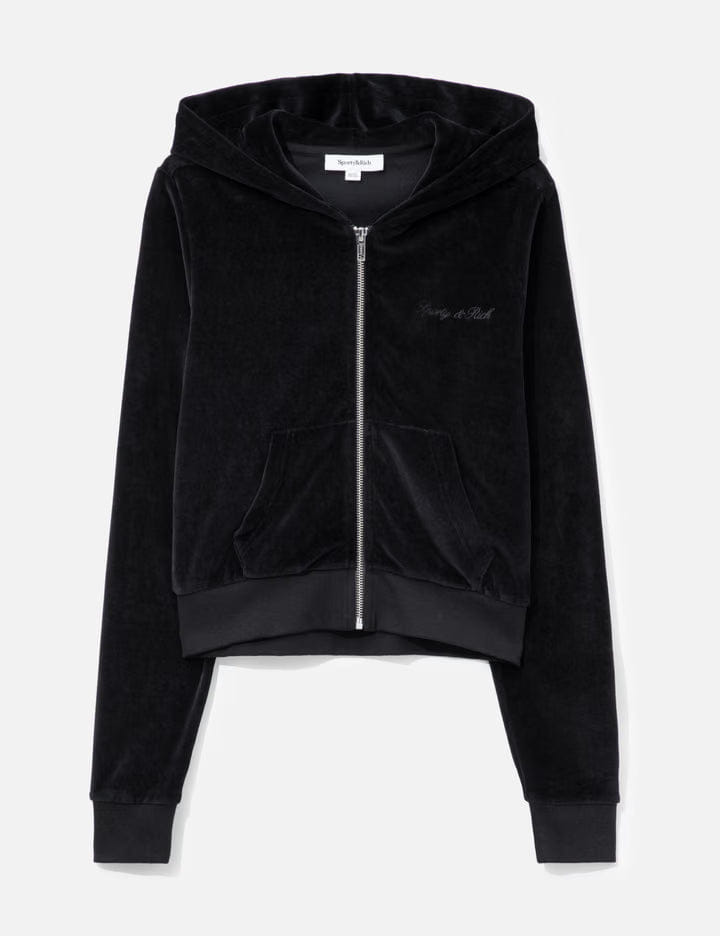 Sporty & Rich Signature Logo Krystal Zip Hoodie