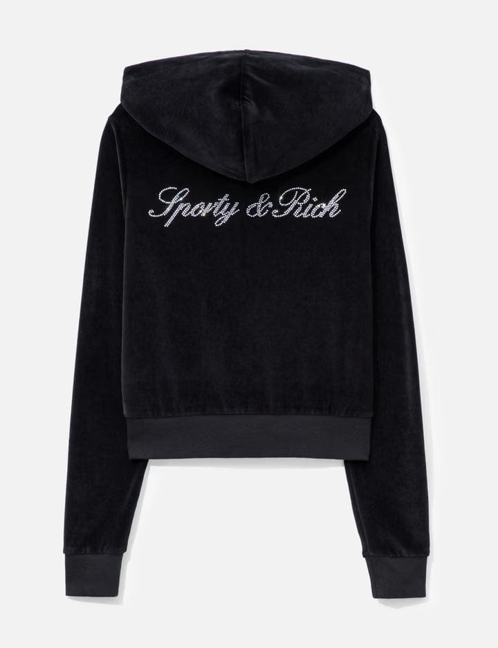 Sporty & Rich Signature Logo Krystal Zip Hoodie
