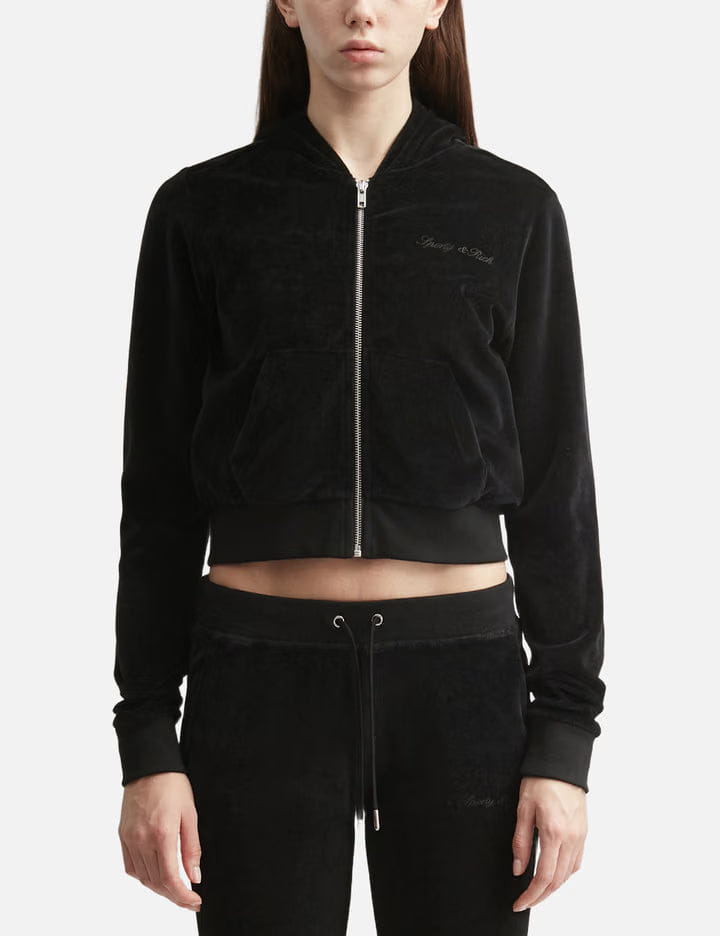 Sporty & Rich Signature Logo Krystal Zip Hoodie