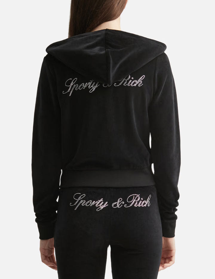 Sporty & Rich Signature Logo Krystal Zip Hoodie