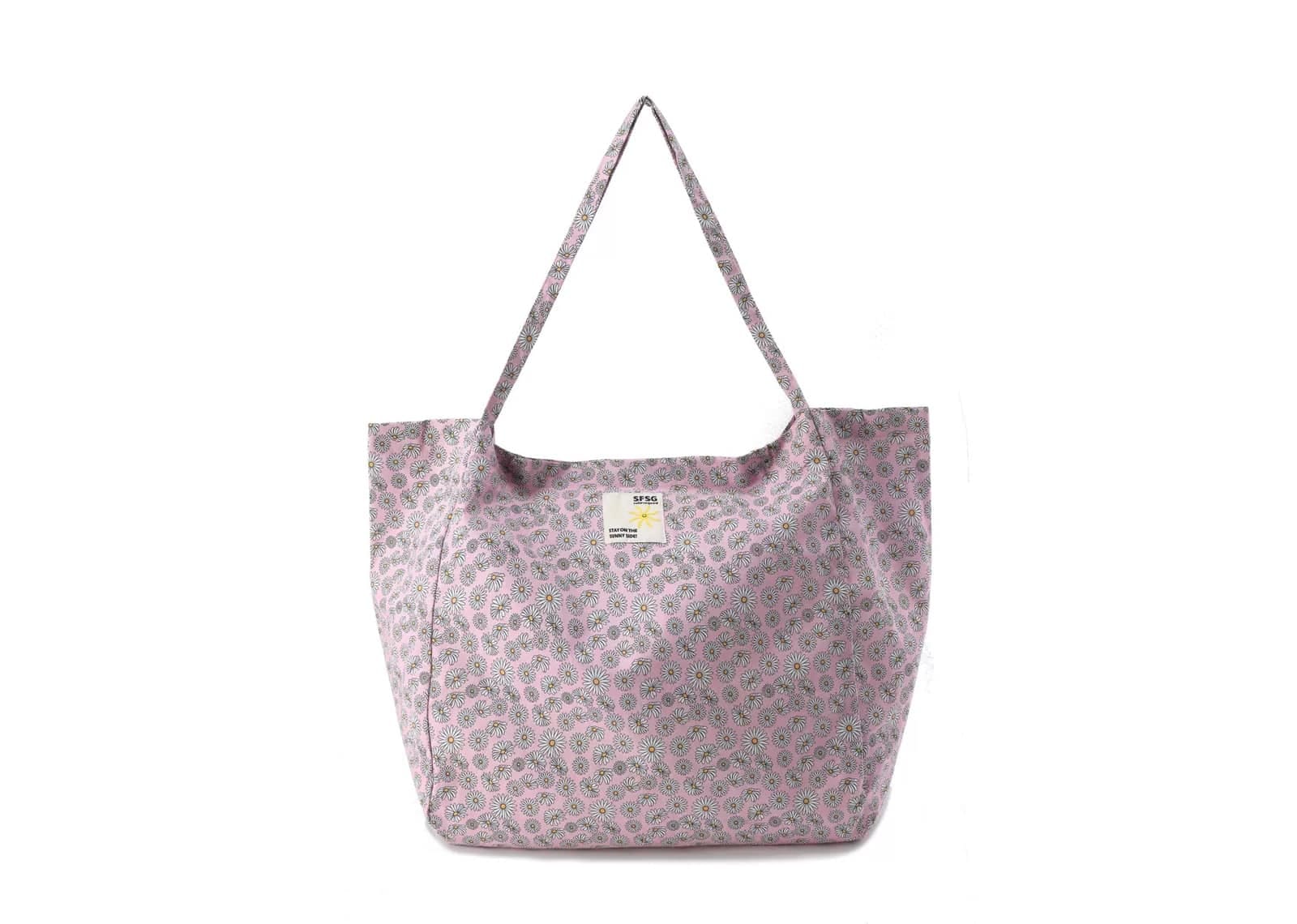 SFSG Floral Printed Logo Tote Bag Pink SFG4BSB029