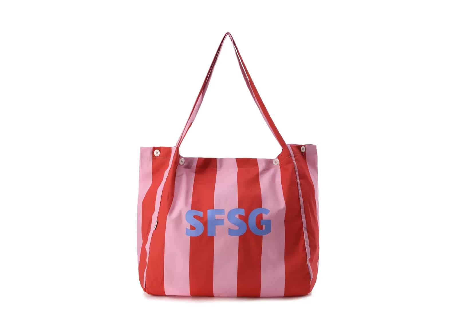 SFSG Striped Logo Tote Bag Pink Red SFG4BSB019