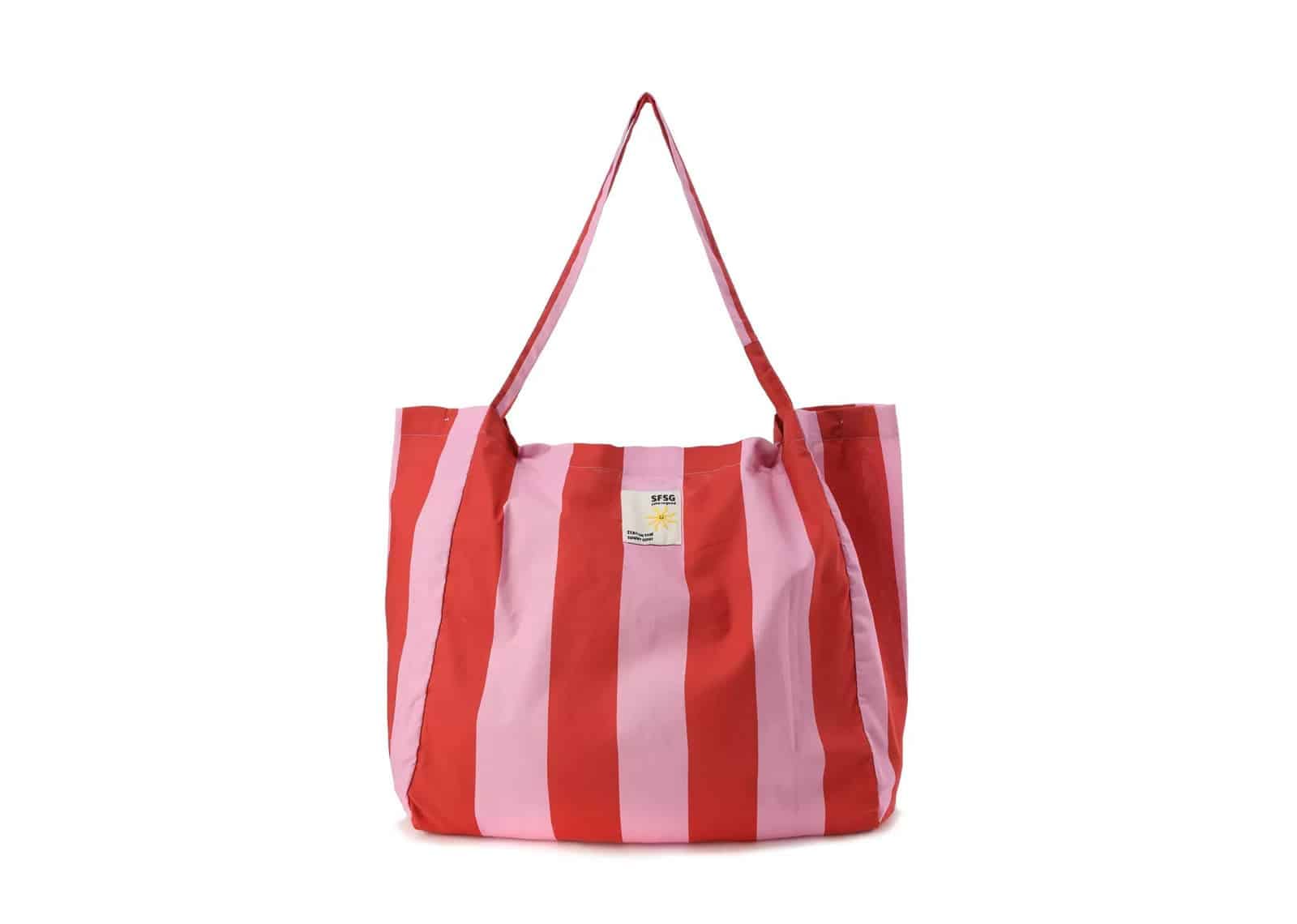 SFSG Striped Logo Tote Bag Pink Red SFG4BSB019