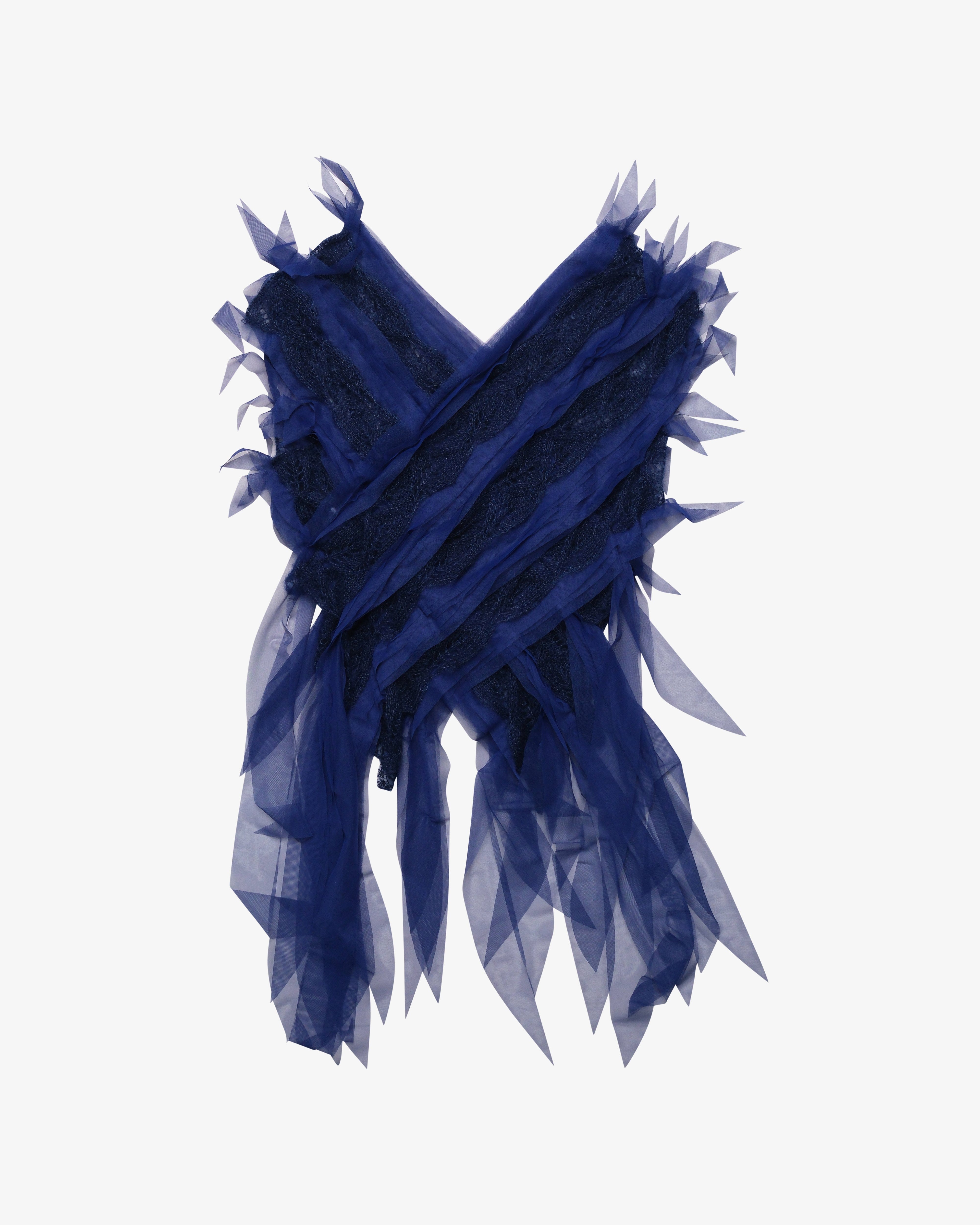 Pauline Dujancourt - Women's Crossbody Feathers HandKnit Top - (Blue)
