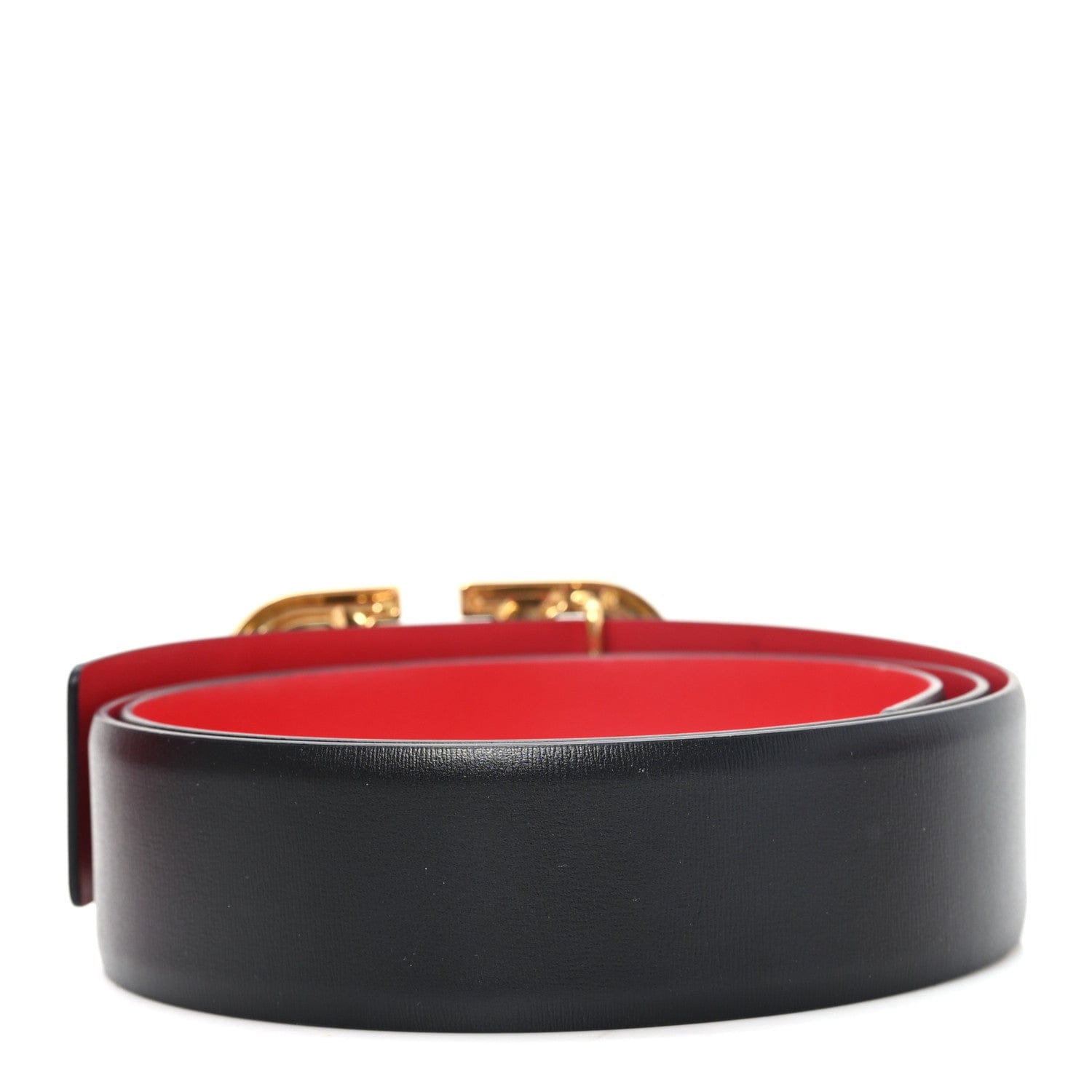 Valentino Garavani Glossy Calfskin VLogo Reversible 30 mm Belt 95 38 Black Rouge Pur
