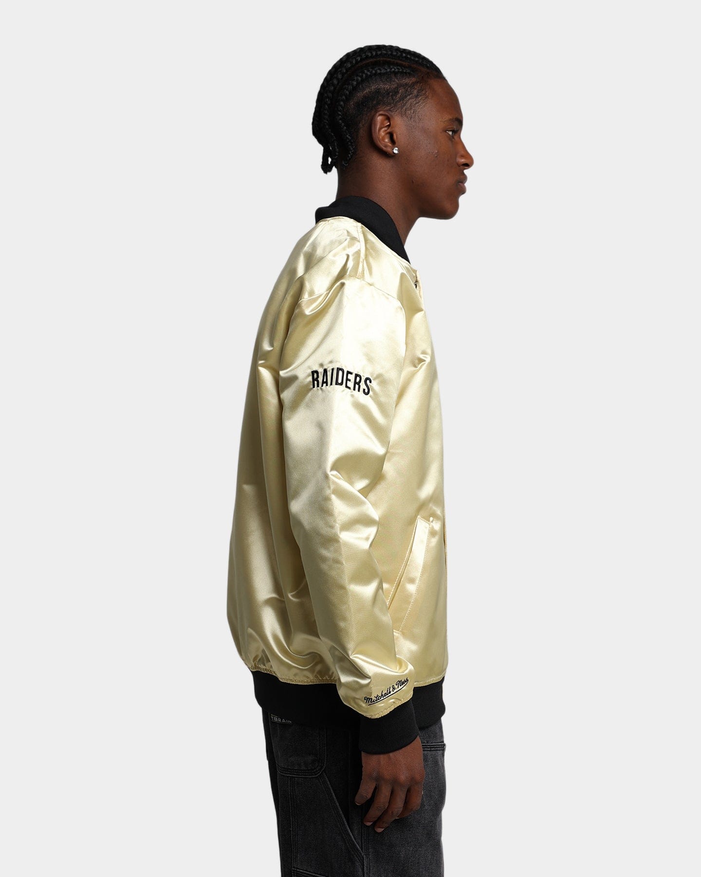 Mitchell & NESS Las Vegas Raiders Fashion Lightweight Satin Jacket Light Gold