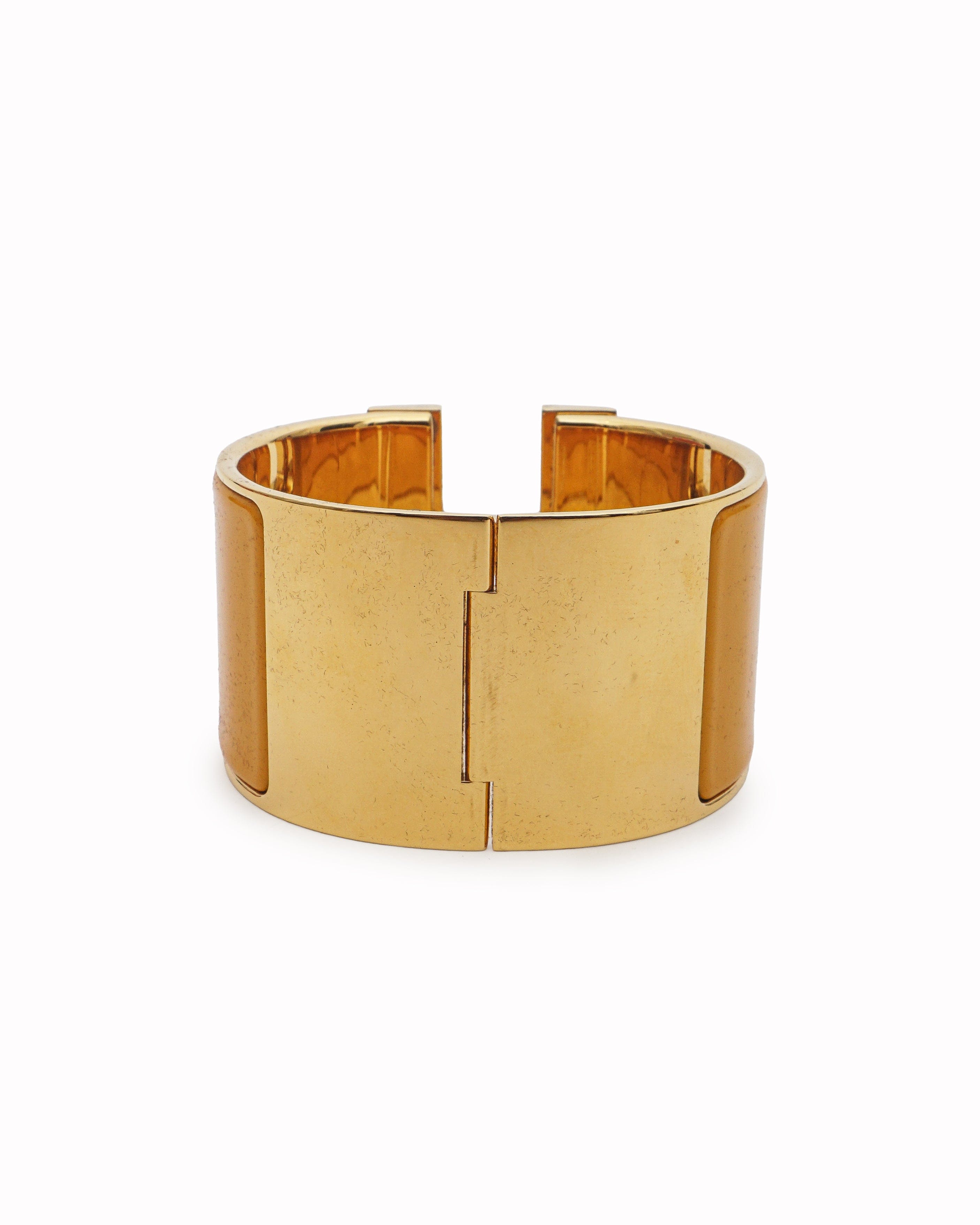 Hermès Signature Orange Enamel Wide Clic Clac H Bracelet