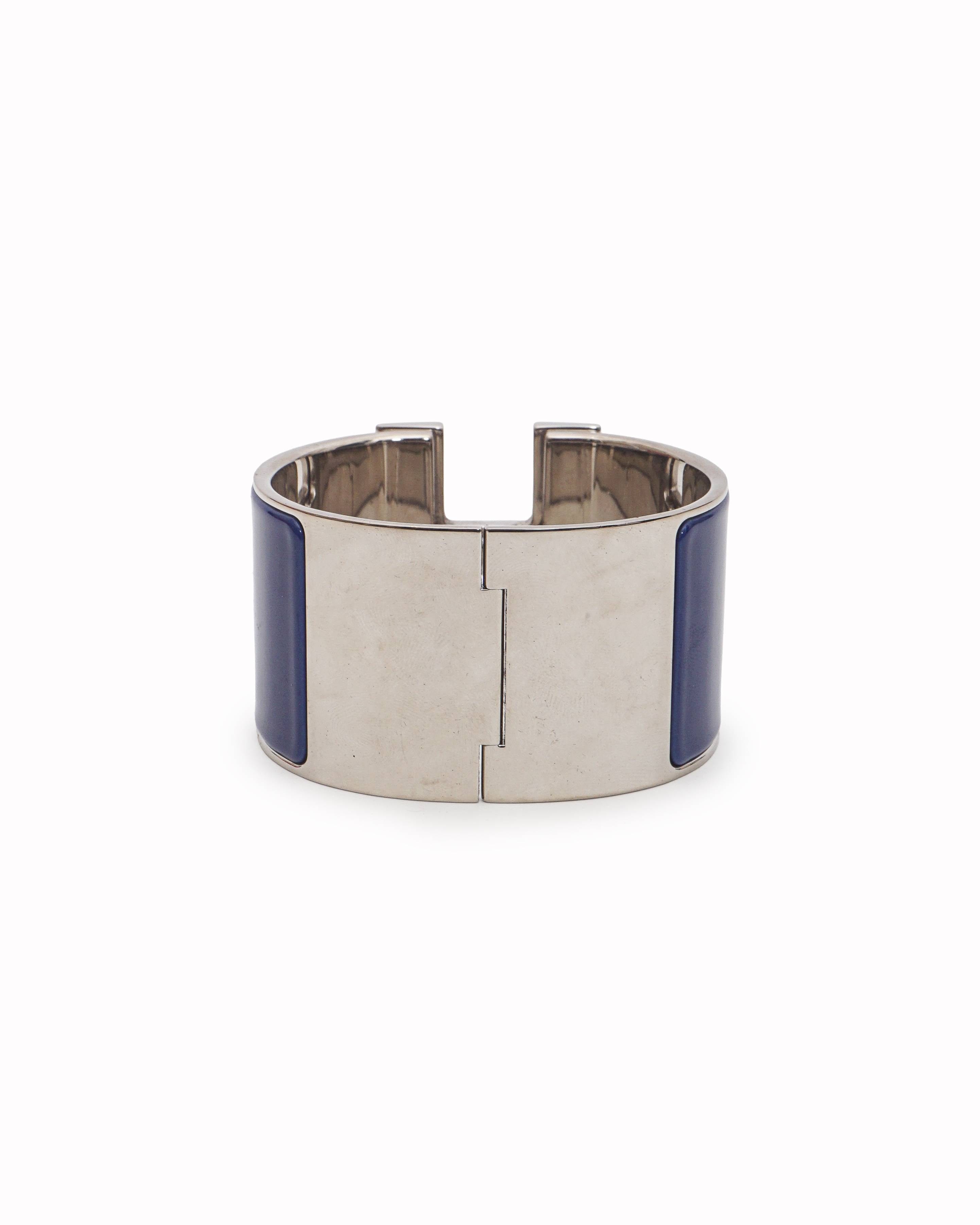 Hermès Royal Blue Enamel Wide Clic Clac H Bracelet