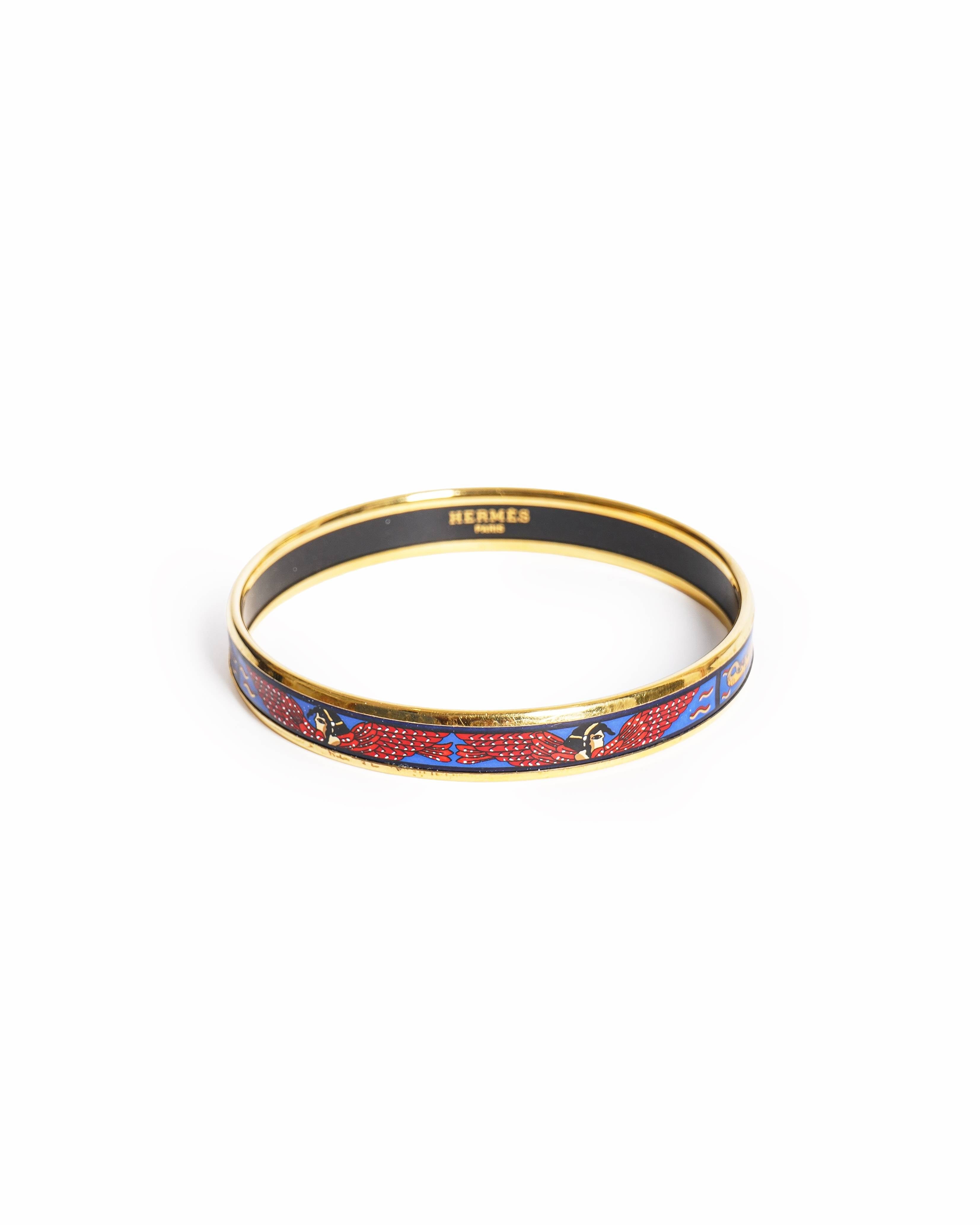 Hermès Vintage Hermès Egyptian Enamel Gold Bangle
