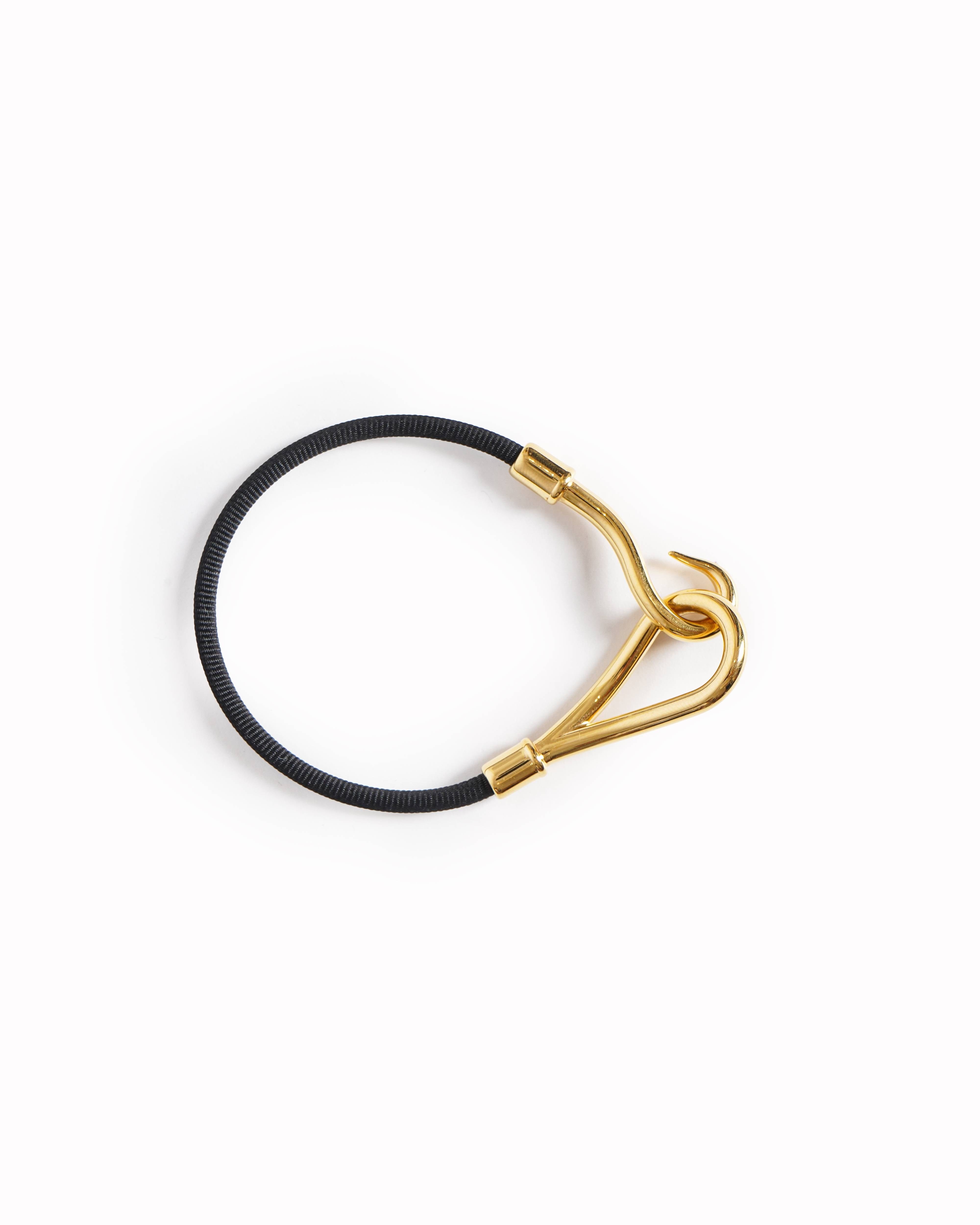 Hermès Black Woven Cord Jumbo Hook Bracelet
