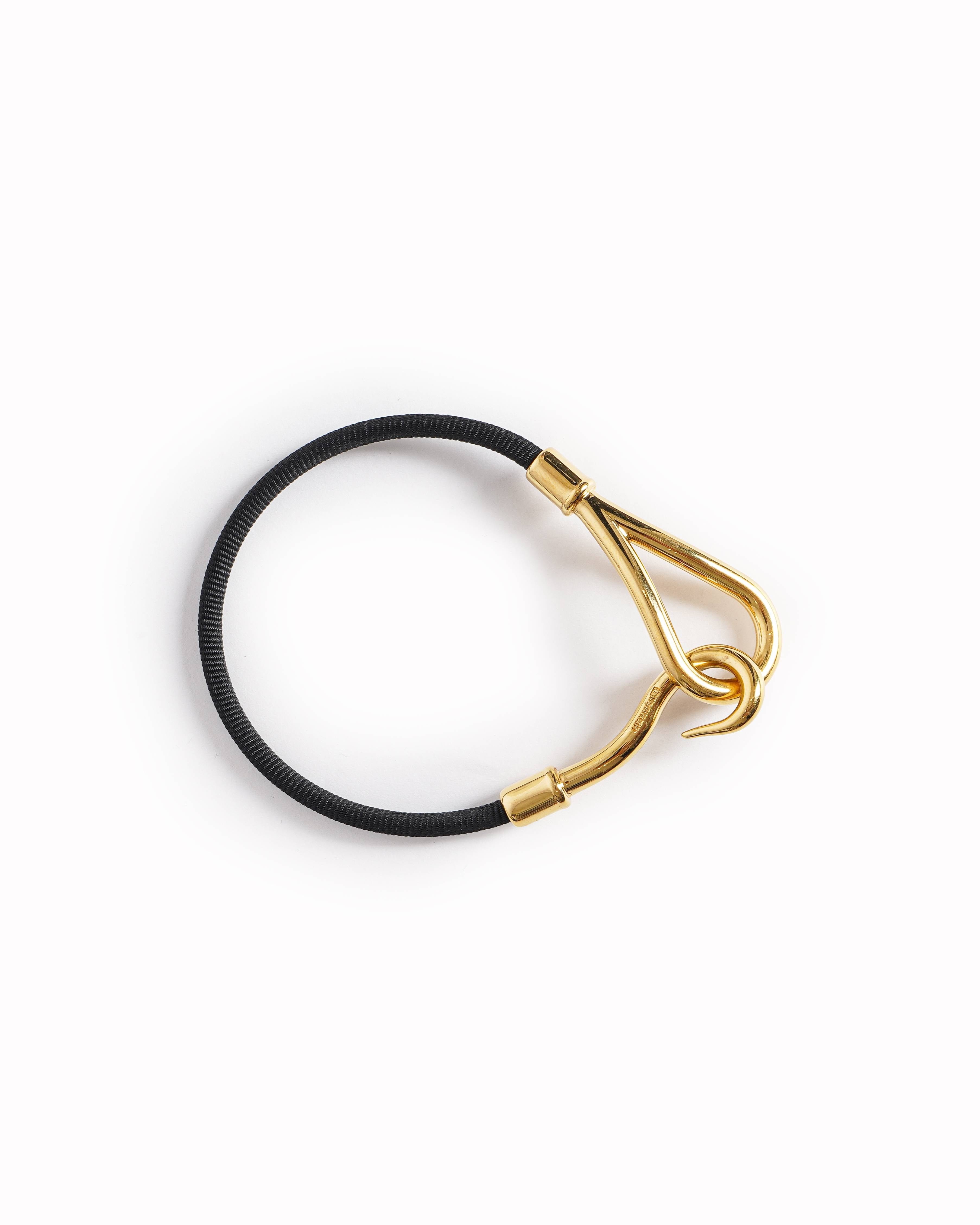 Hermès Black Woven Cord Jumbo Hook Bracelet