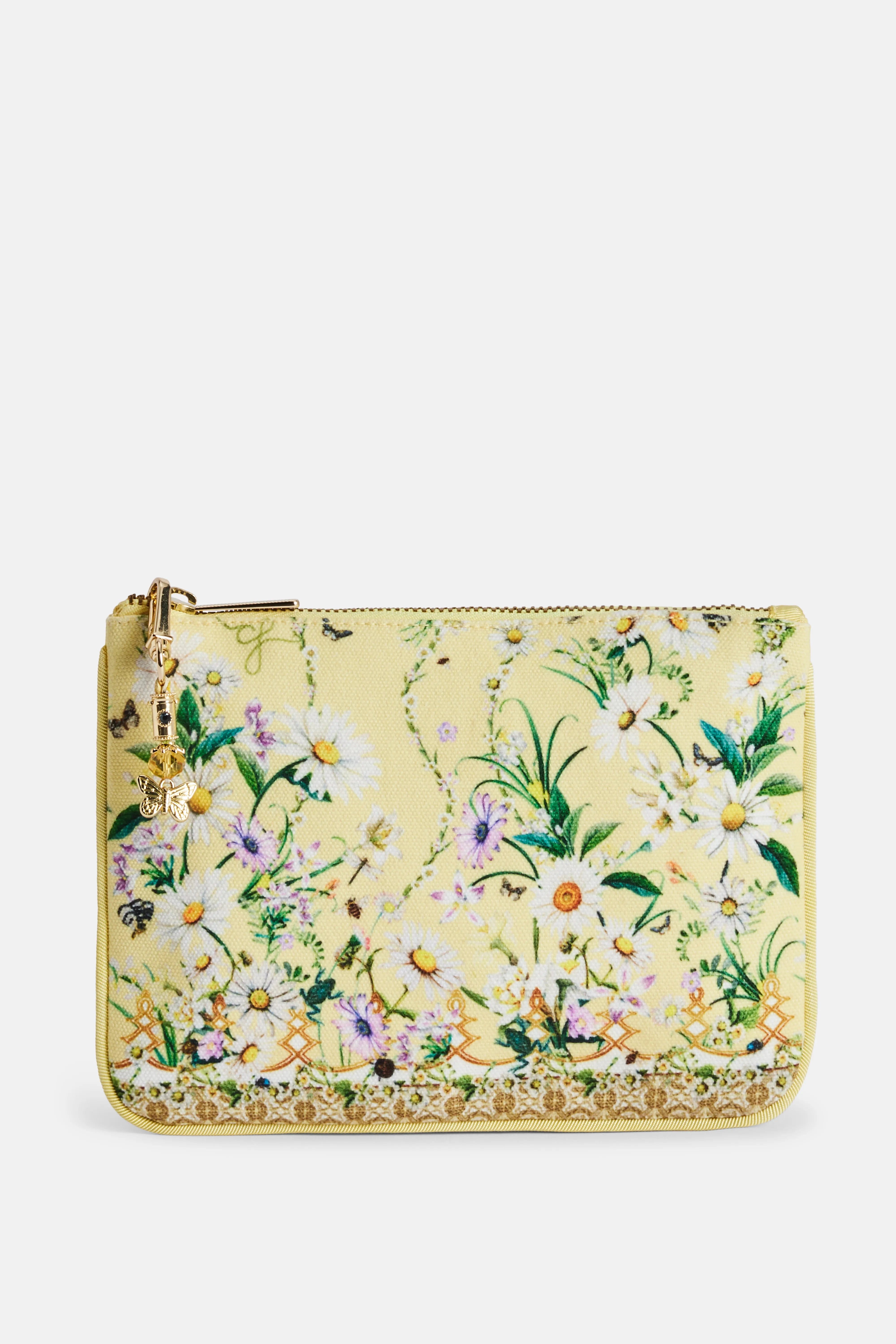 Camilla Floral Coin And Phone Purse Bag in Yellow