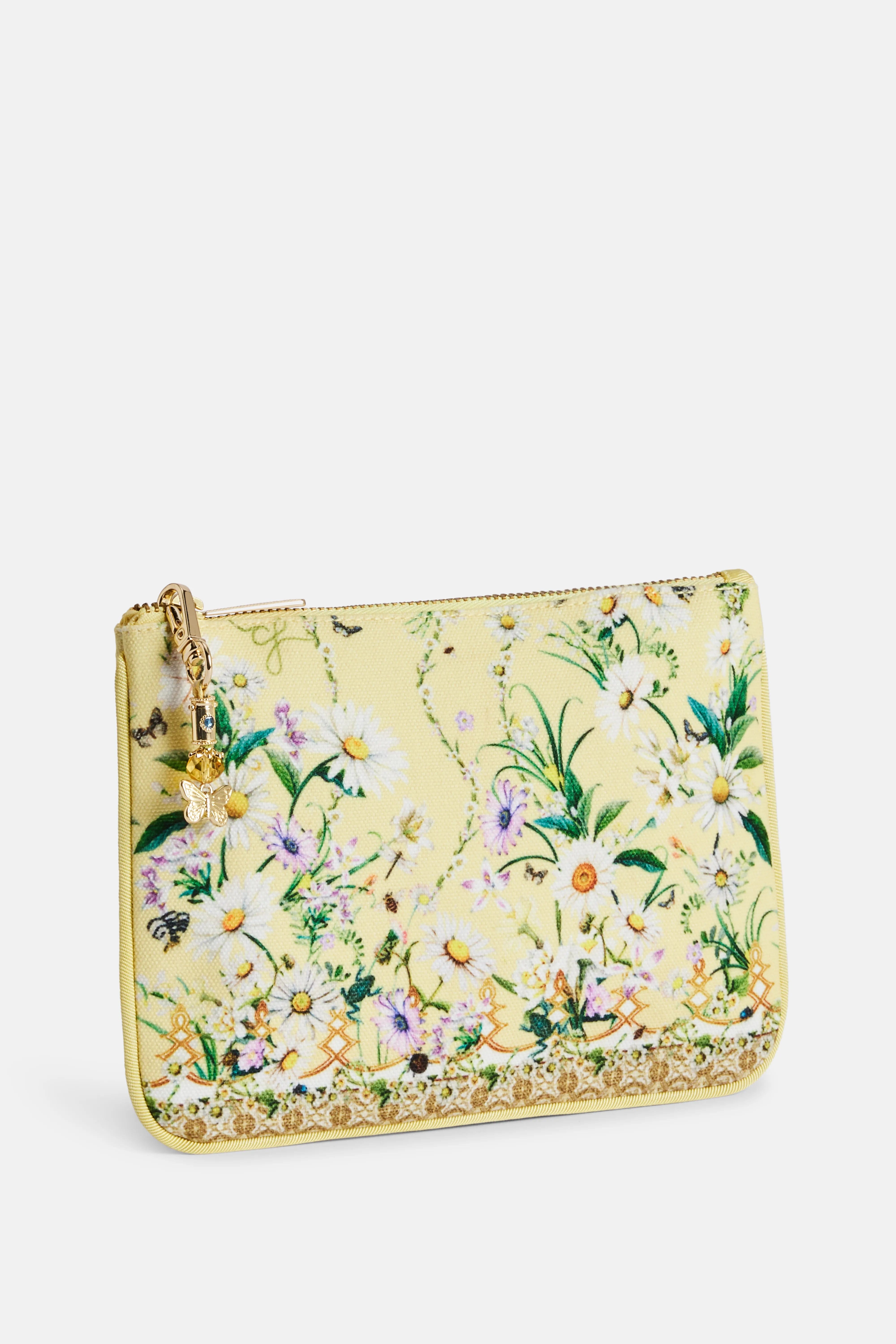 Camilla Floral Coin And Phone Purse Bag in Yellow