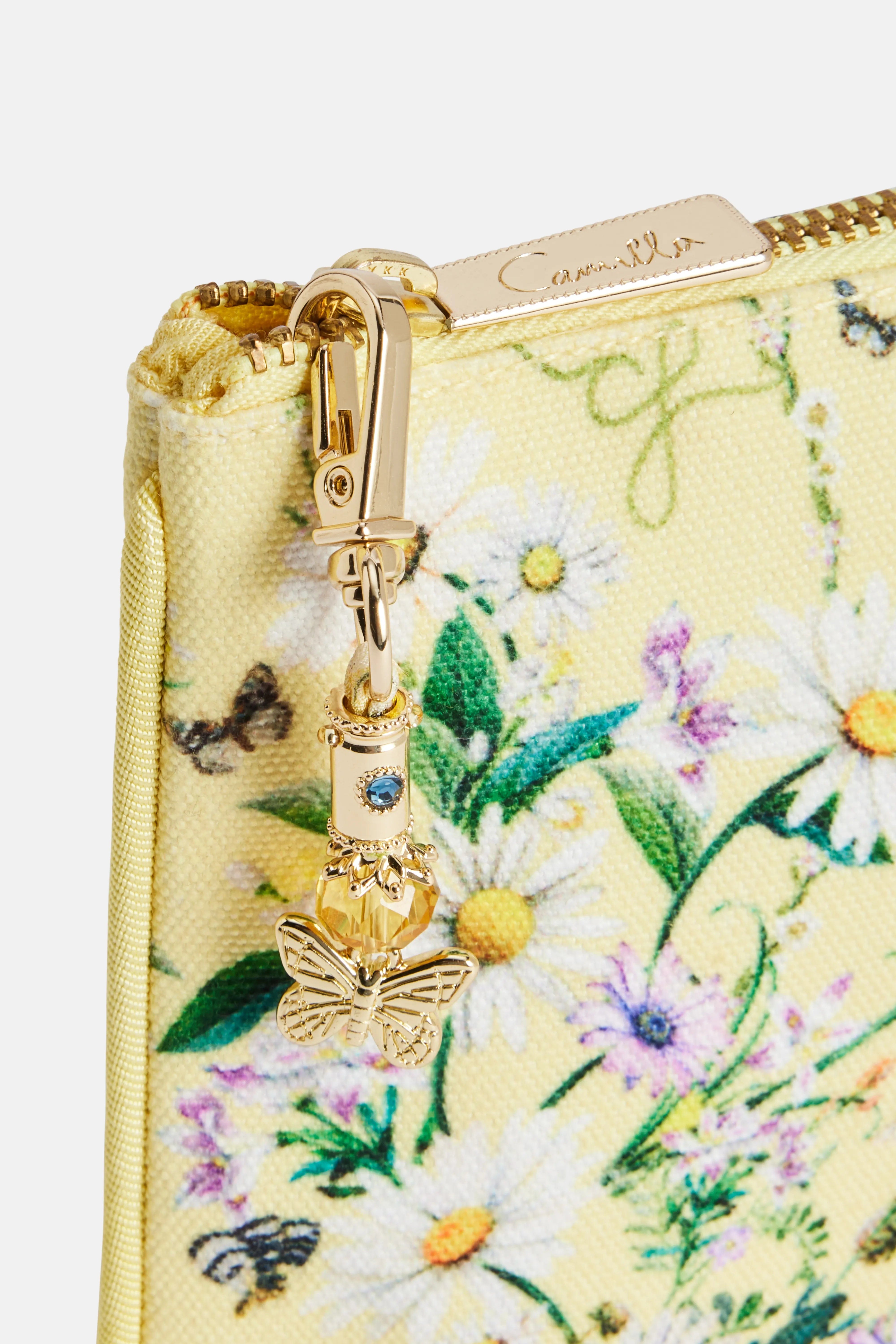 Camilla Floral Coin And Phone Purse Bag in Yellow