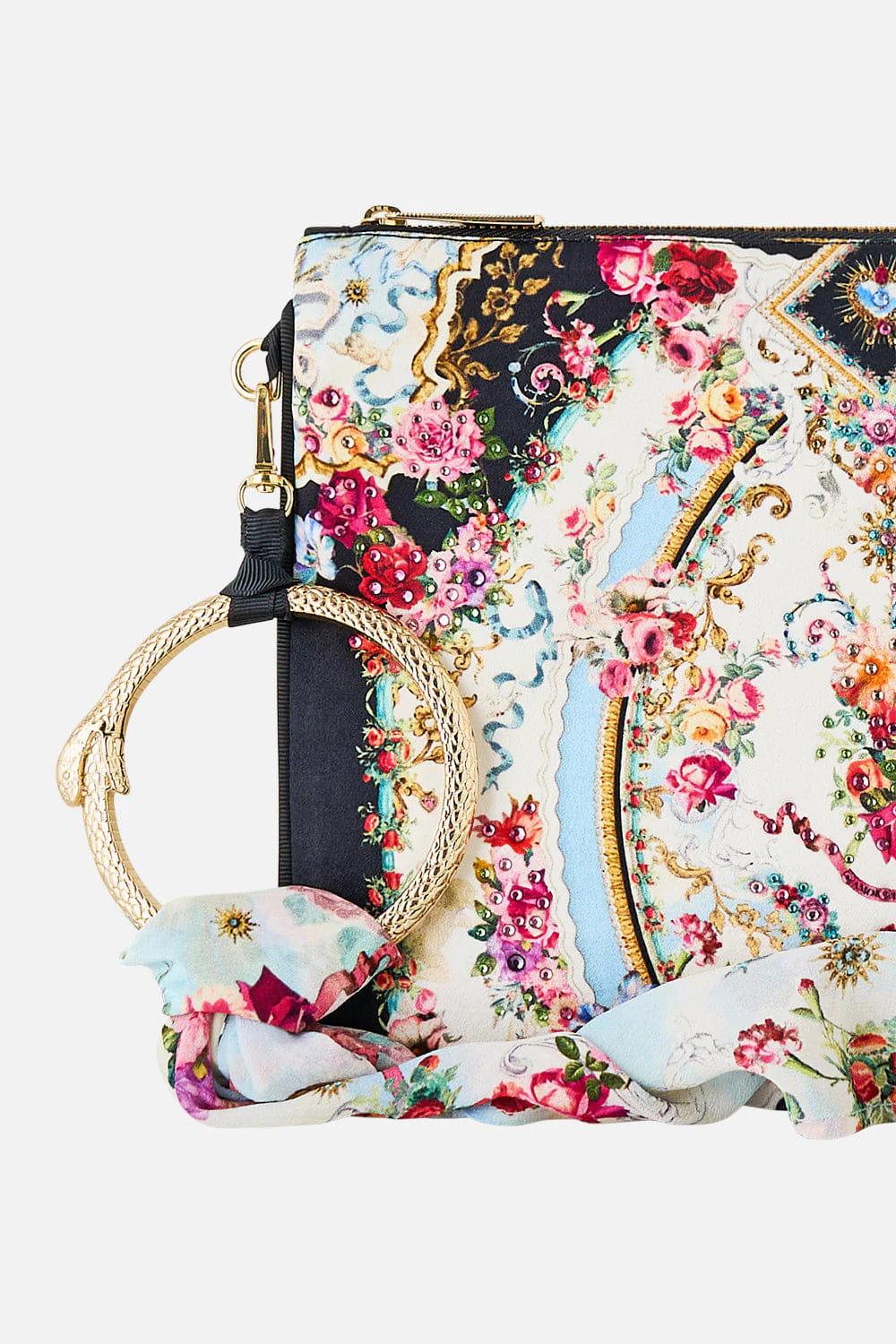 Camilla Torero Libertine Floral Ring Scarf Clutch Bag in White