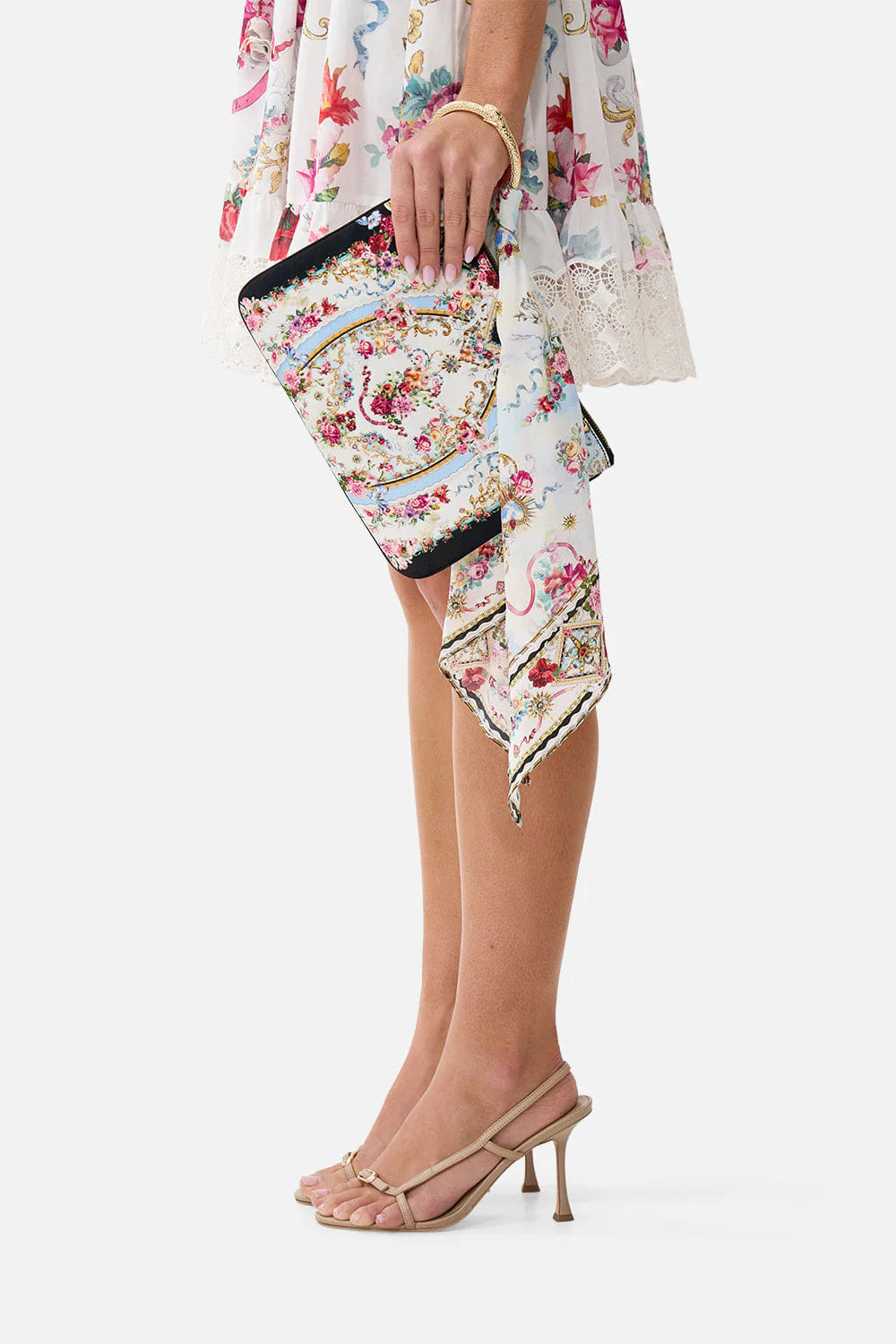 Camilla Torero Libertine Floral Ring Scarf Clutch Bag in White