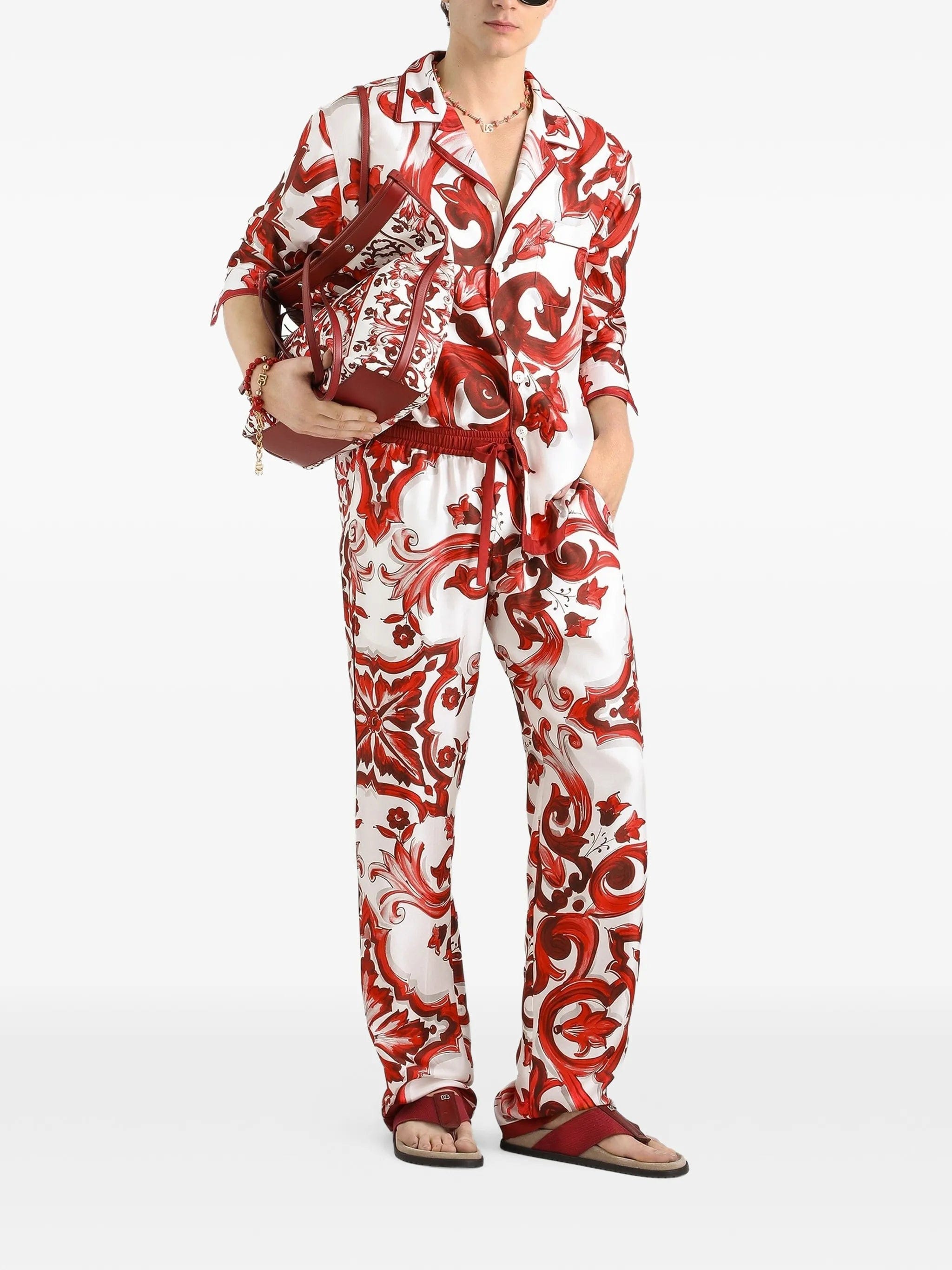 Dolce & Gabbana Majolica - print twill vanity trousers