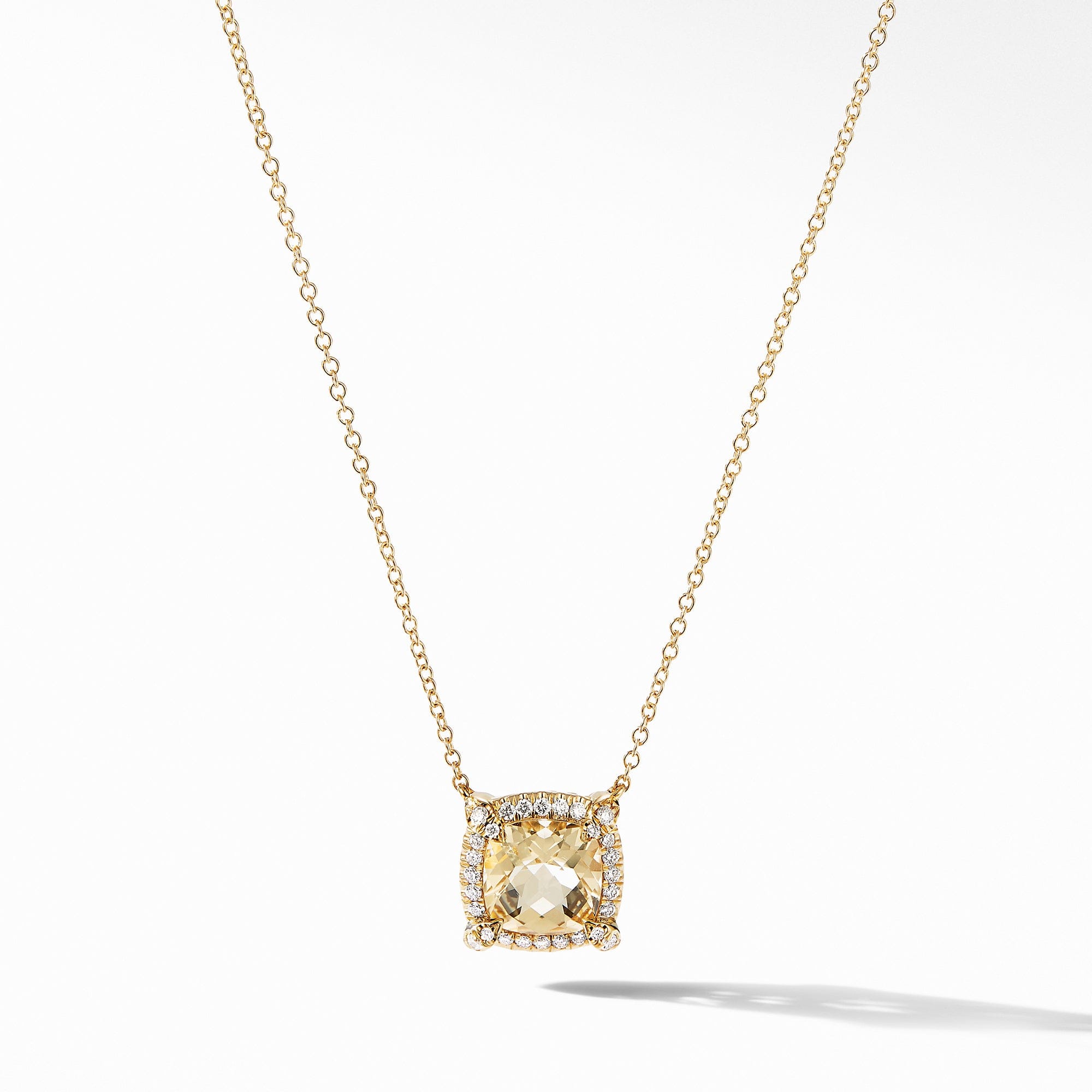 David Yurman Petite Chatelaine Pave Bezel Pendant Necklace in 18k Gold with Champagne Citrine and Diamonds - N14202D88ACCDI18