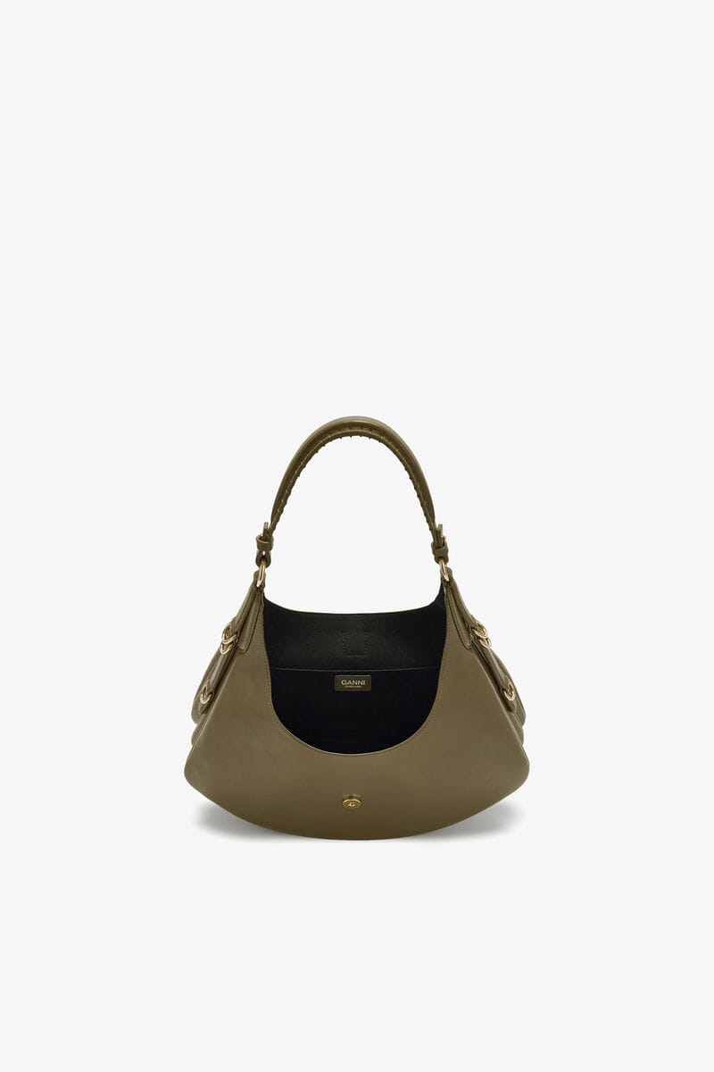Ganni Military Olive Small Kat Bag In Green
