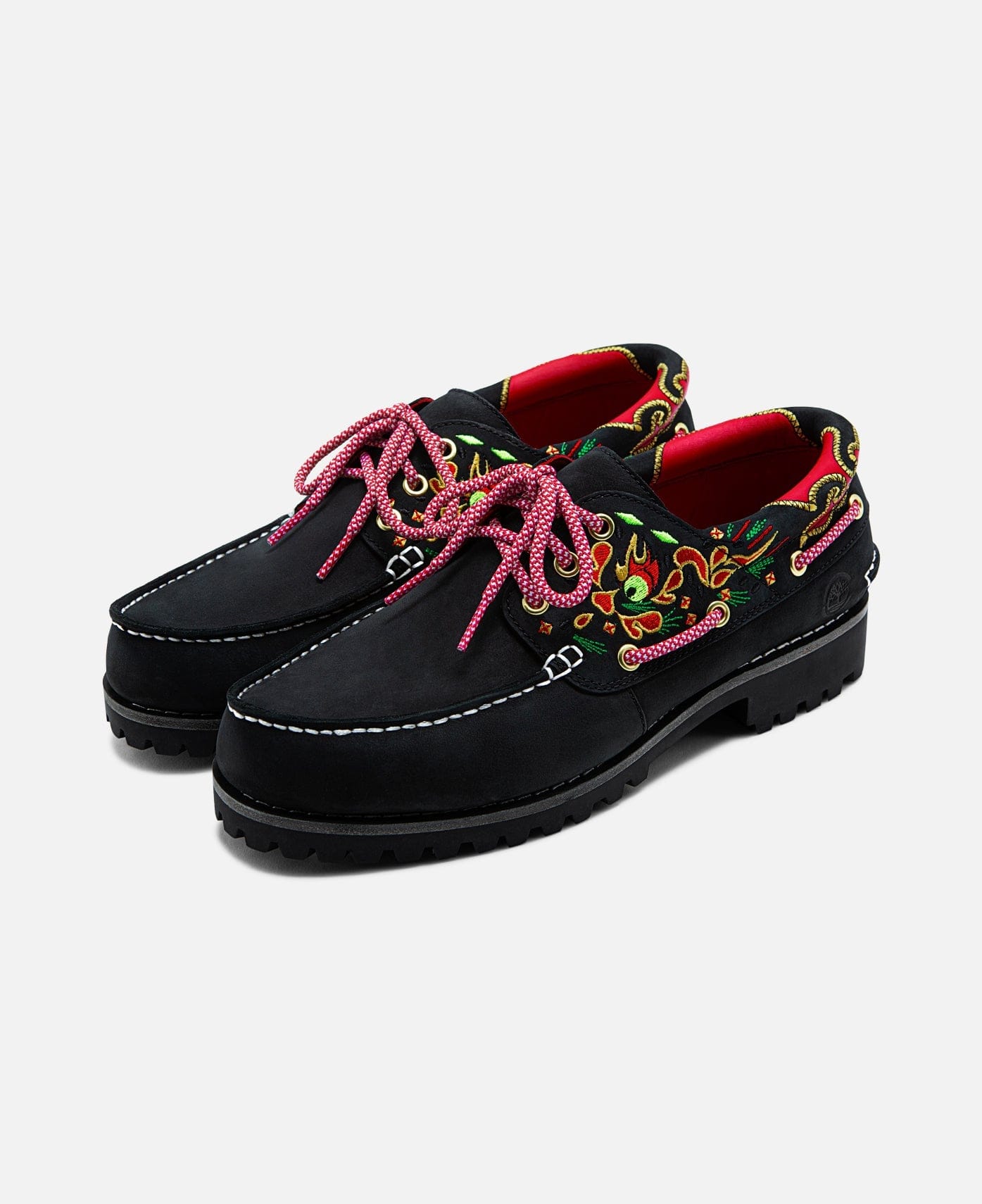 CLOT x Timberland Men's 3 - Eye Lug Handsewn Boat Shoes (Black)
