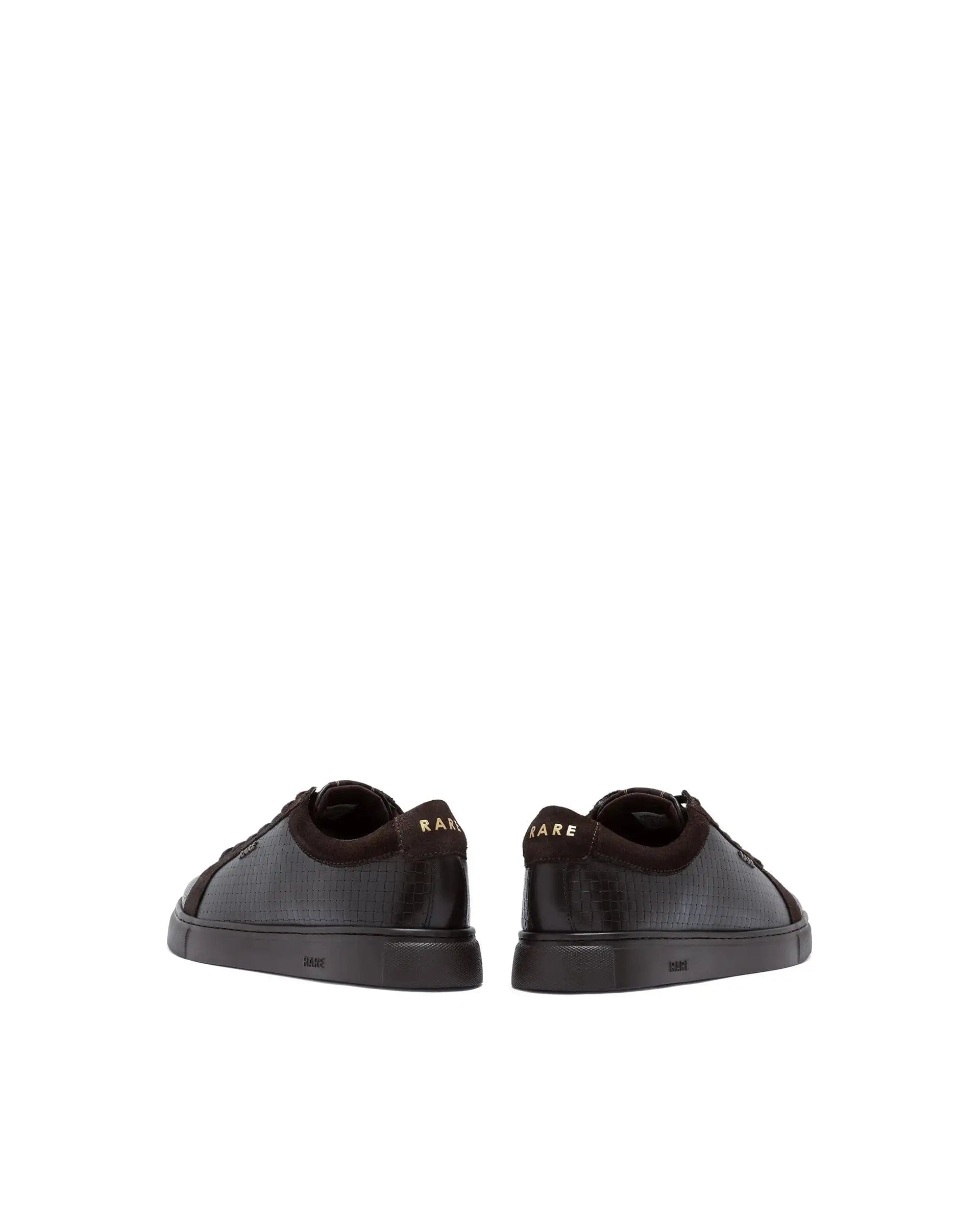 RAREZ Rare Rabbit Men Herlock Brown Plated Genuine Leather With A Branded Metal Trim Low - Top Lace - Up Sneaker Shoes