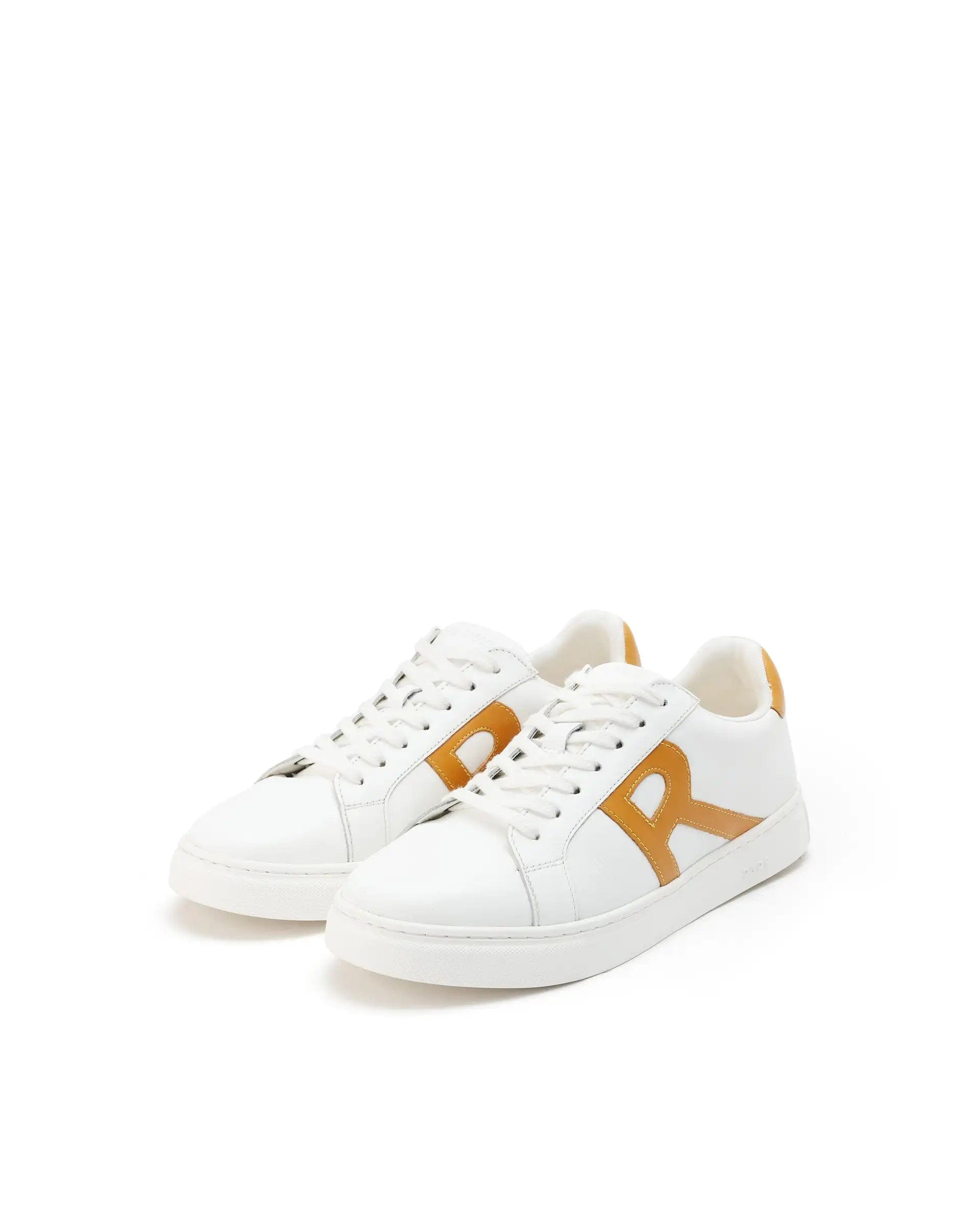 RAREZ Rare Rabbit Men's Nova Mustard Round Toe Smart Casual Low - Top Lace - Up Logo Branding Sneaker Shoes