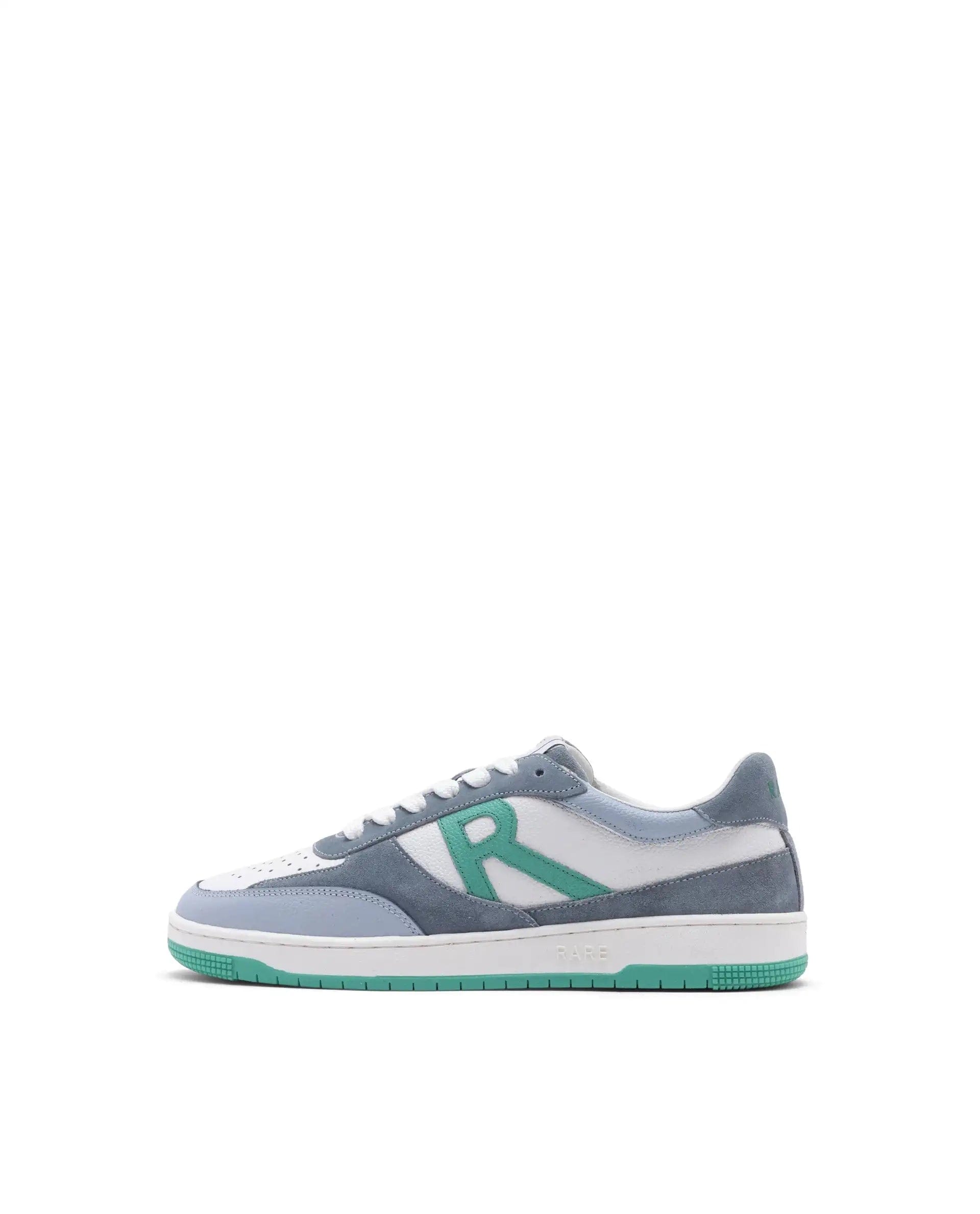 RAREZ Rare Rabbit Men's Parallax White/ Blue Genuine Suede Colorblock Low - Top Lace - Up Sneaker Shoes