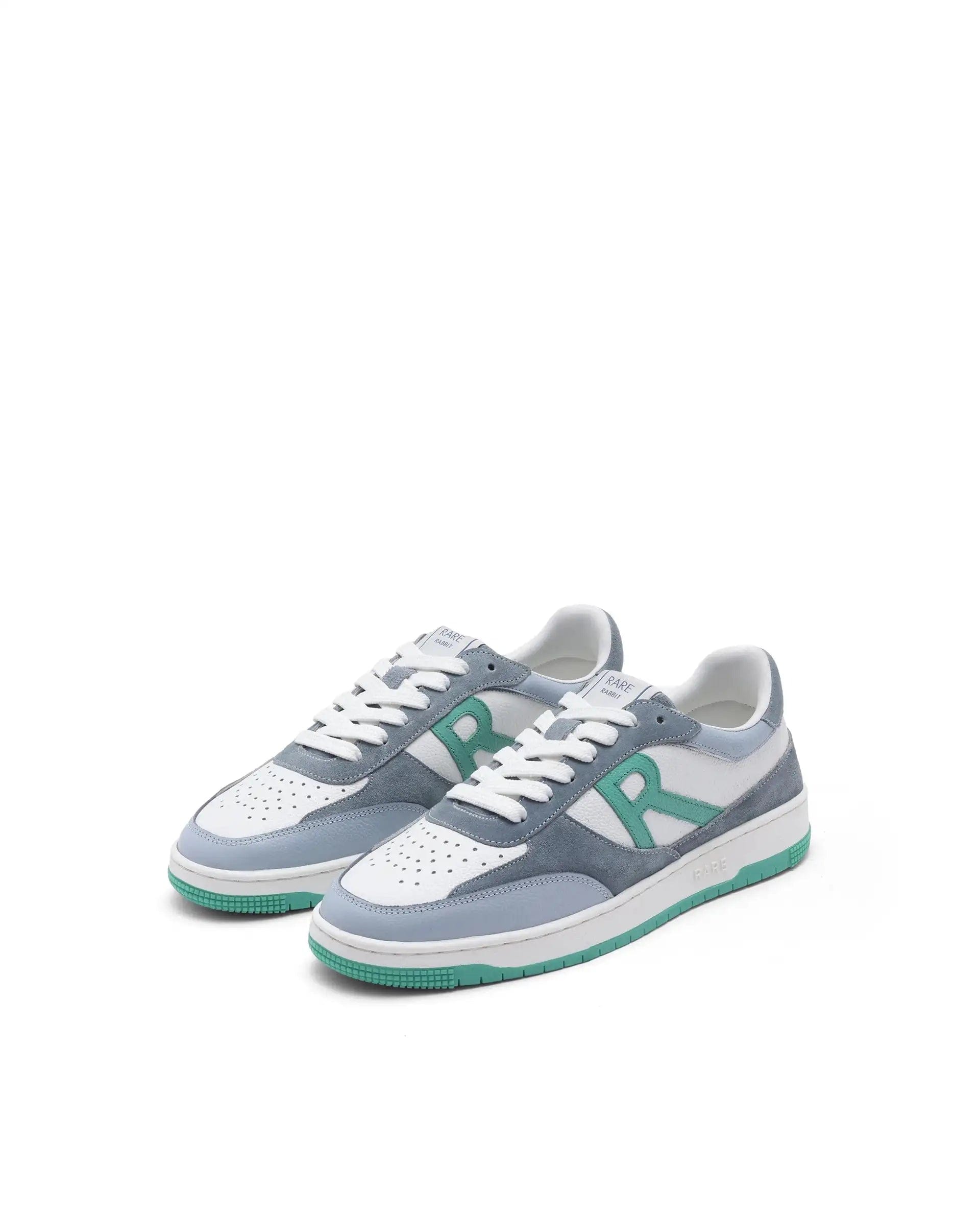 RAREZ Rare Rabbit Men's Parallax White/ Blue Genuine Suede Colorblock Low - Top Lace - Up Sneaker Shoes