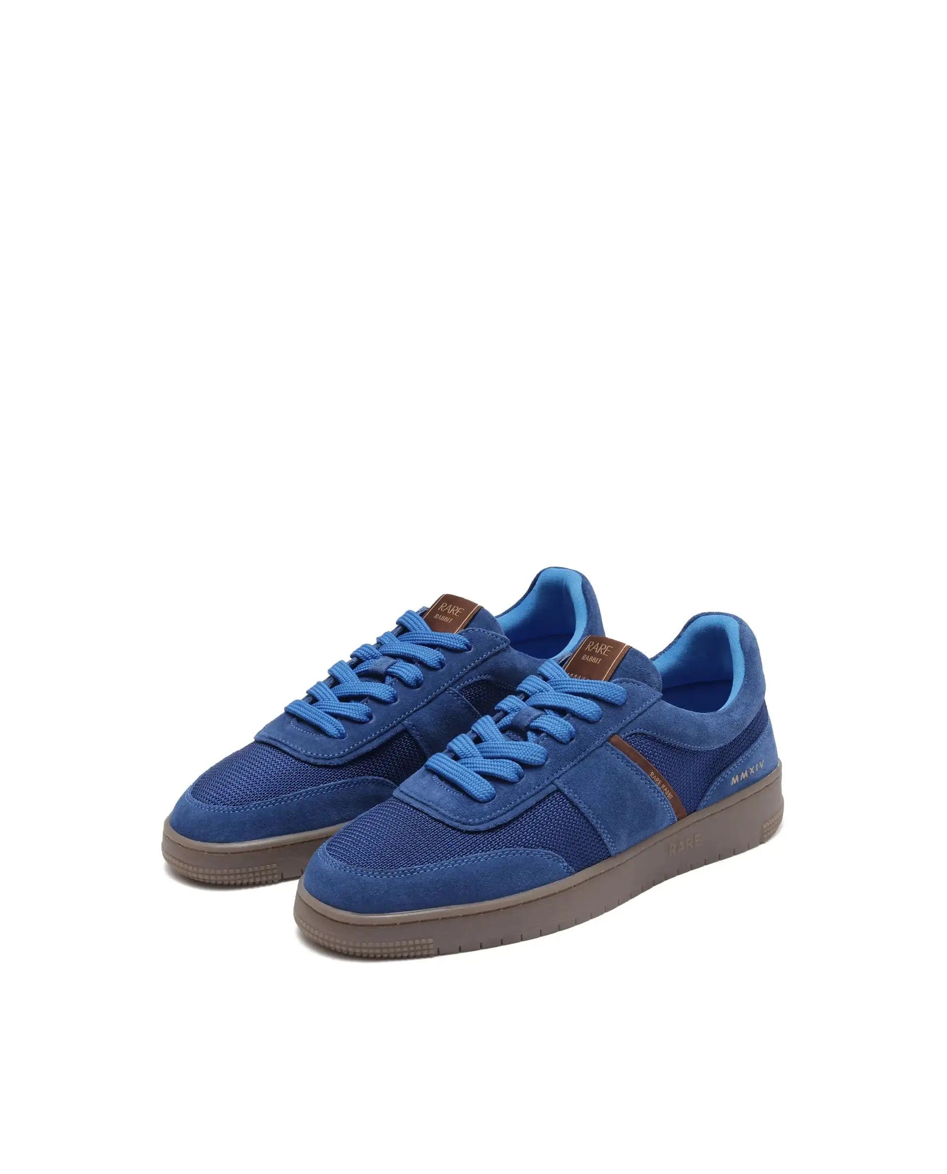 RAREZ Rare Rabbit Men's Rubio Dark Navy Premium Suede And Mesh Upper Round Toe Low - Top Lace - Up Sneaker Shoes