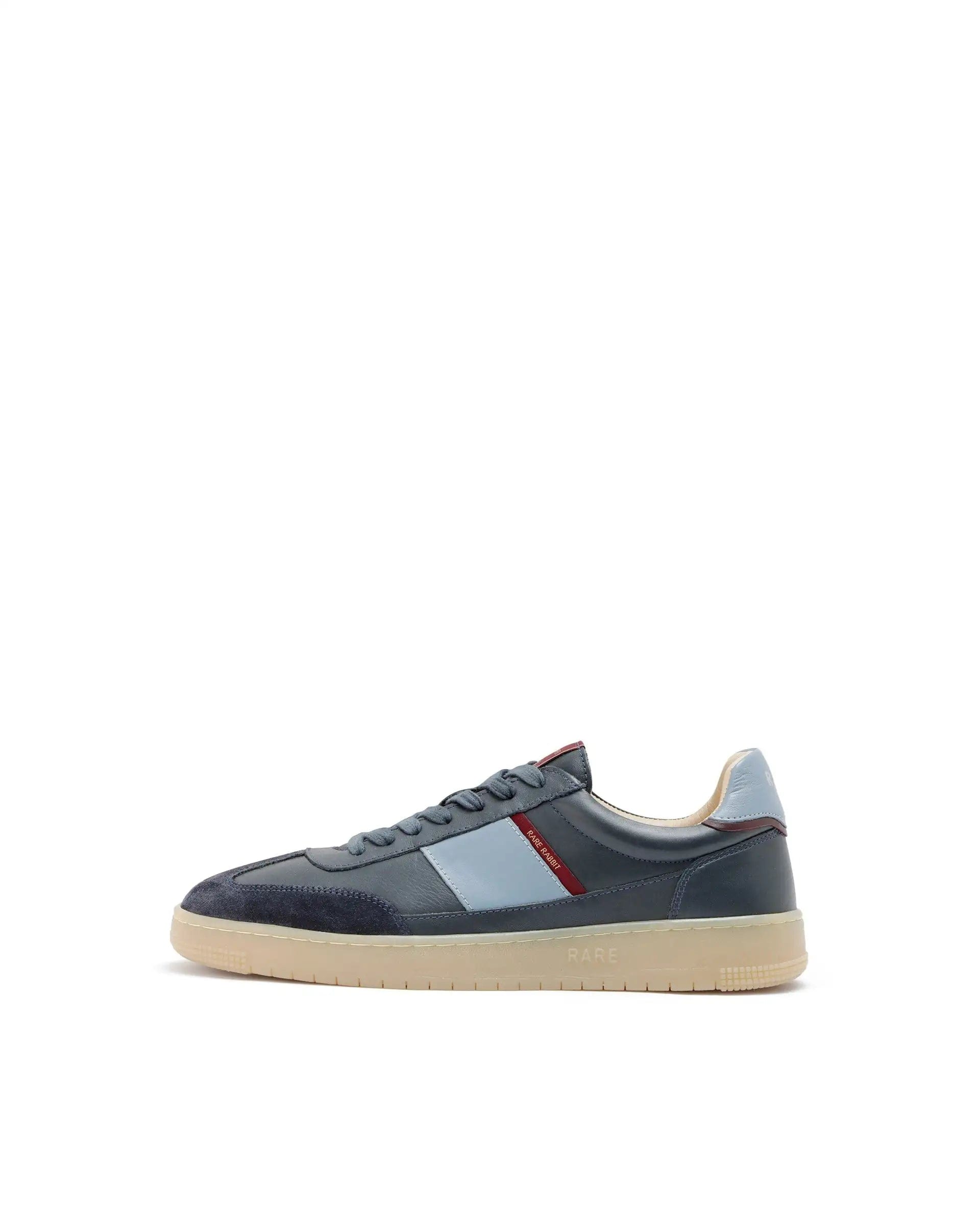 RAREZ Rare Rabbit Men's Sirius Blue Leather Upper Round Toe Low - Top Lace - Up Sneaker Shoes