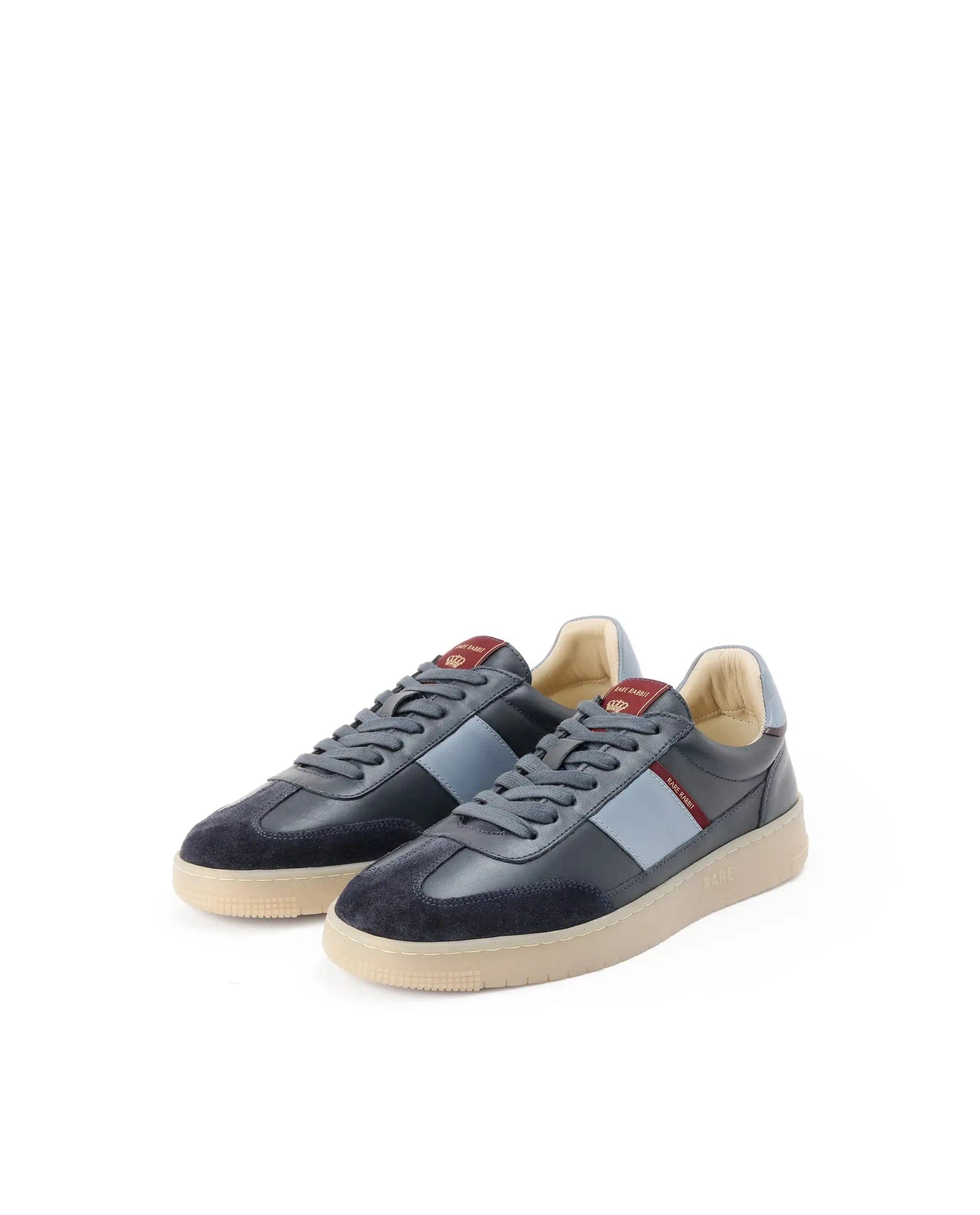 RAREZ Rare Rabbit Men's Sirius Blue Leather Upper Round Toe Low - Top Lace - Up Sneaker Shoes