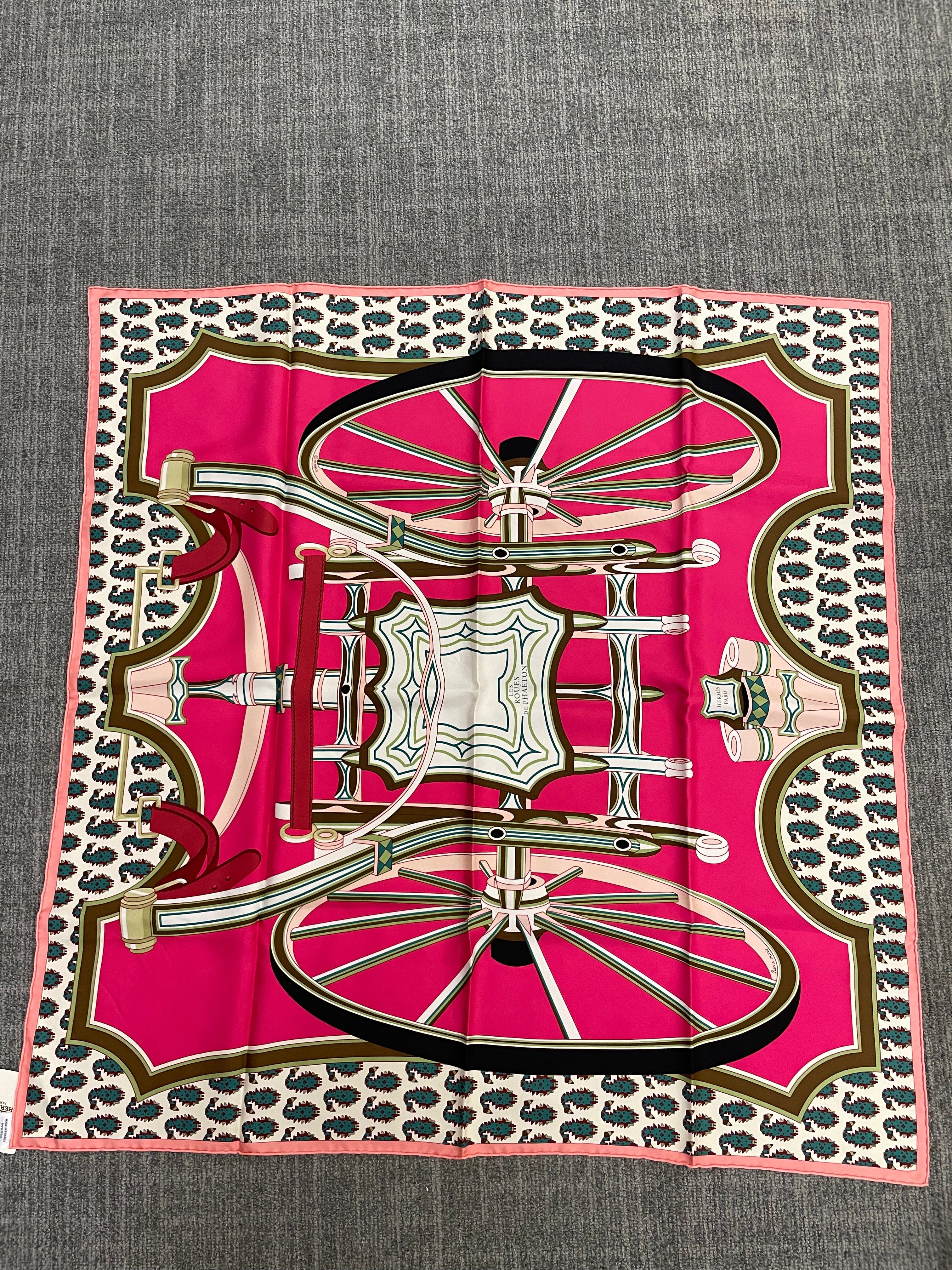 Hermès Silk 90 - 36 – Grand Harness Motif in Fuchsia, Ivory, and Black ALC3517