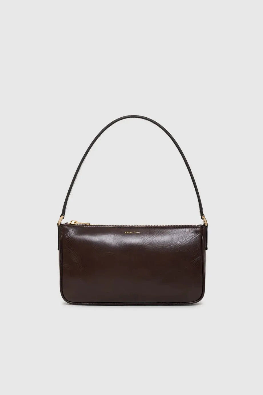 ANINE BING Elly Leather Mini Shoulder Bag in Brown